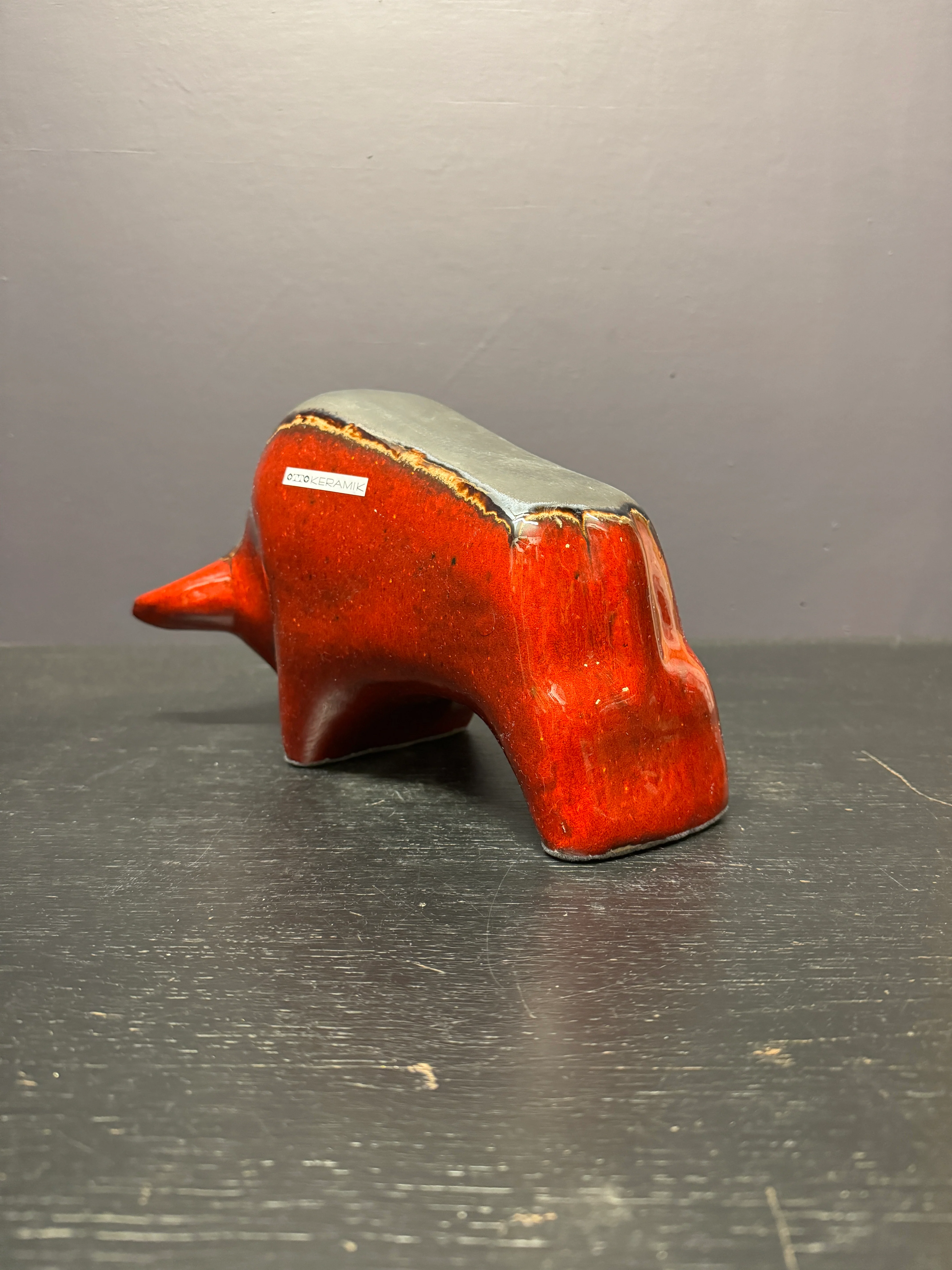 Otto Keramik Large Ceramic Bull West German Pottery Fat Lava - Image 9