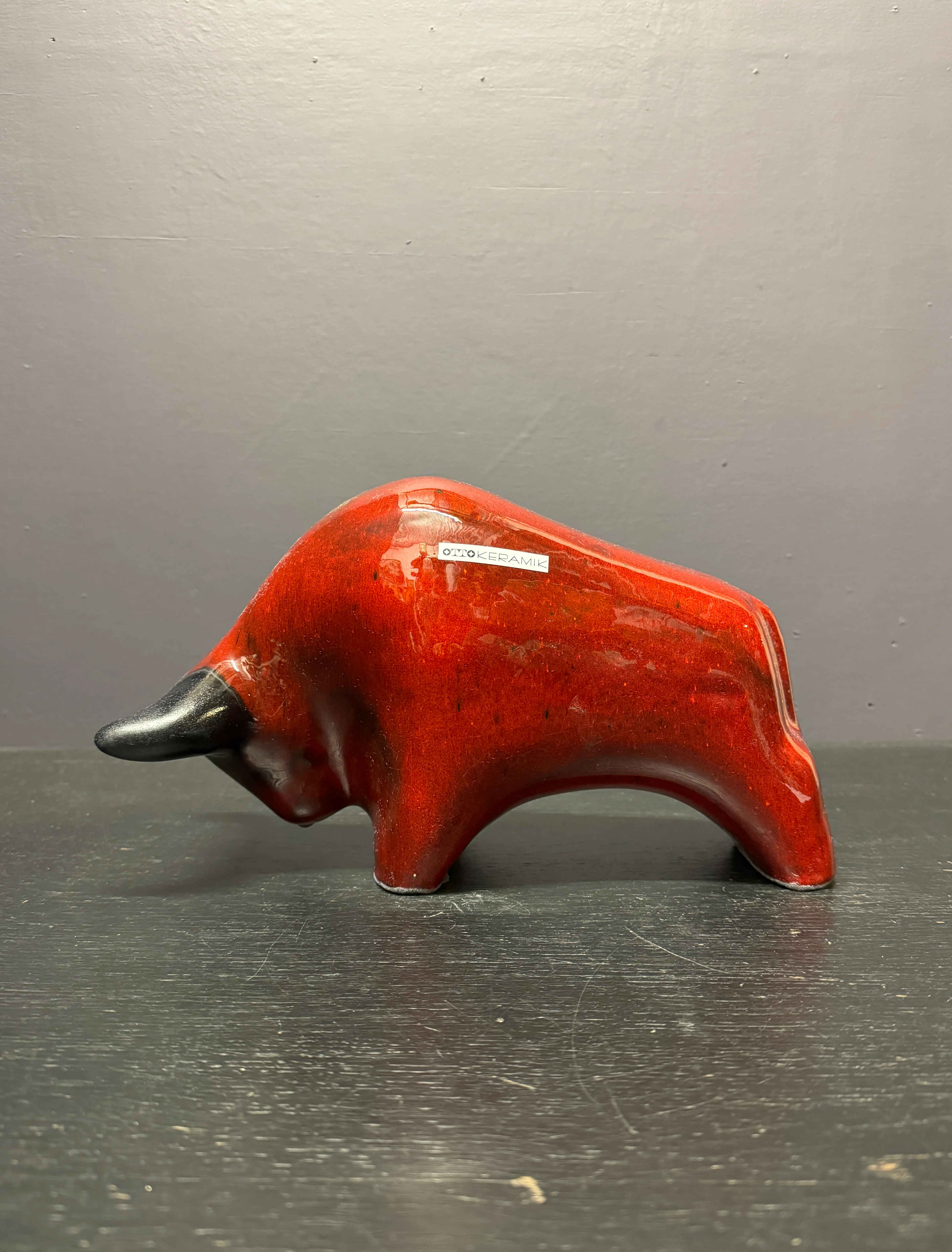 Otto Keramik Large Ceramic Bull West German Pottery Fat Lava