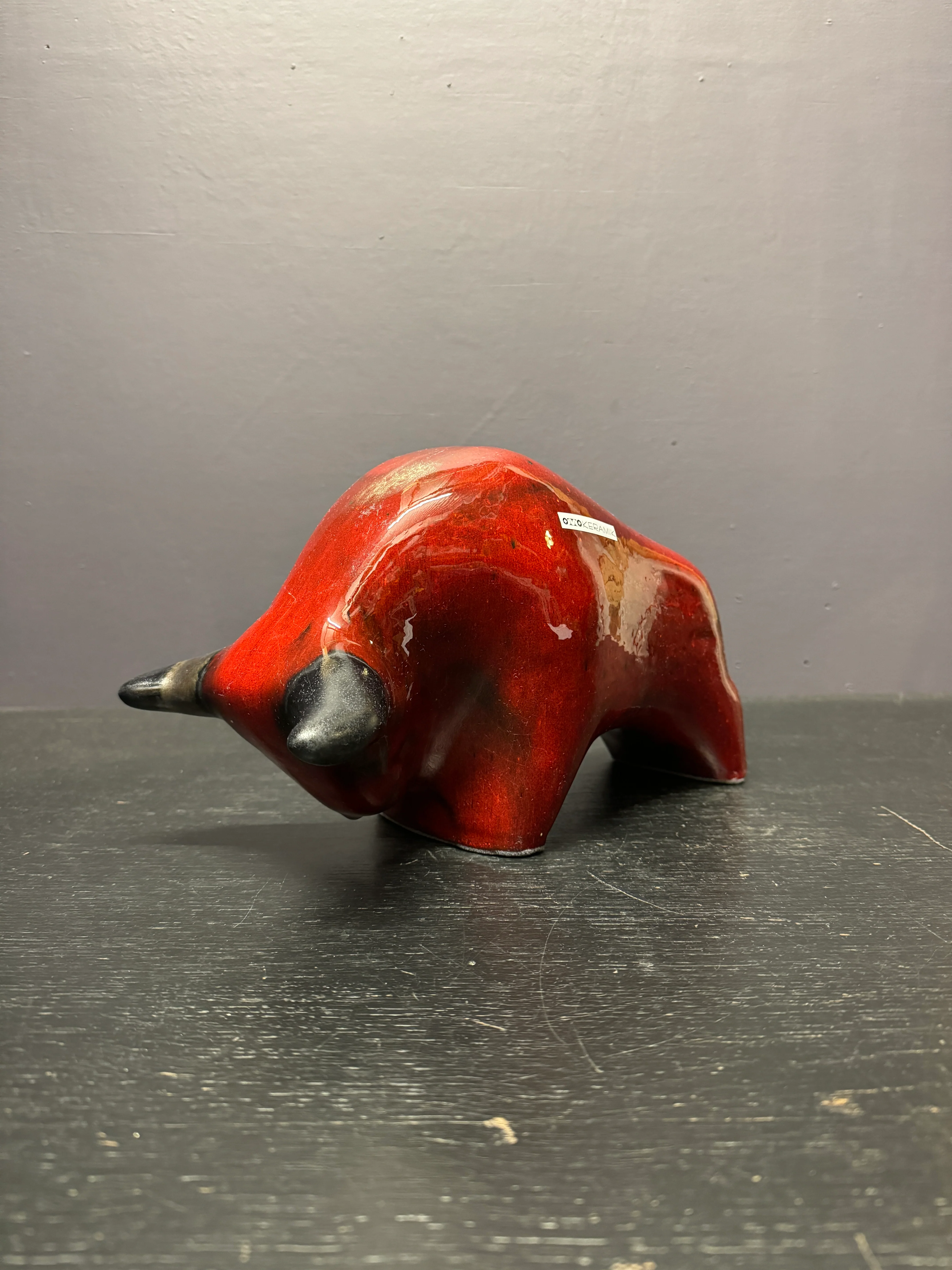 Otto Keramik Large Ceramic Bull West German Pottery Fat Lava - Image 2