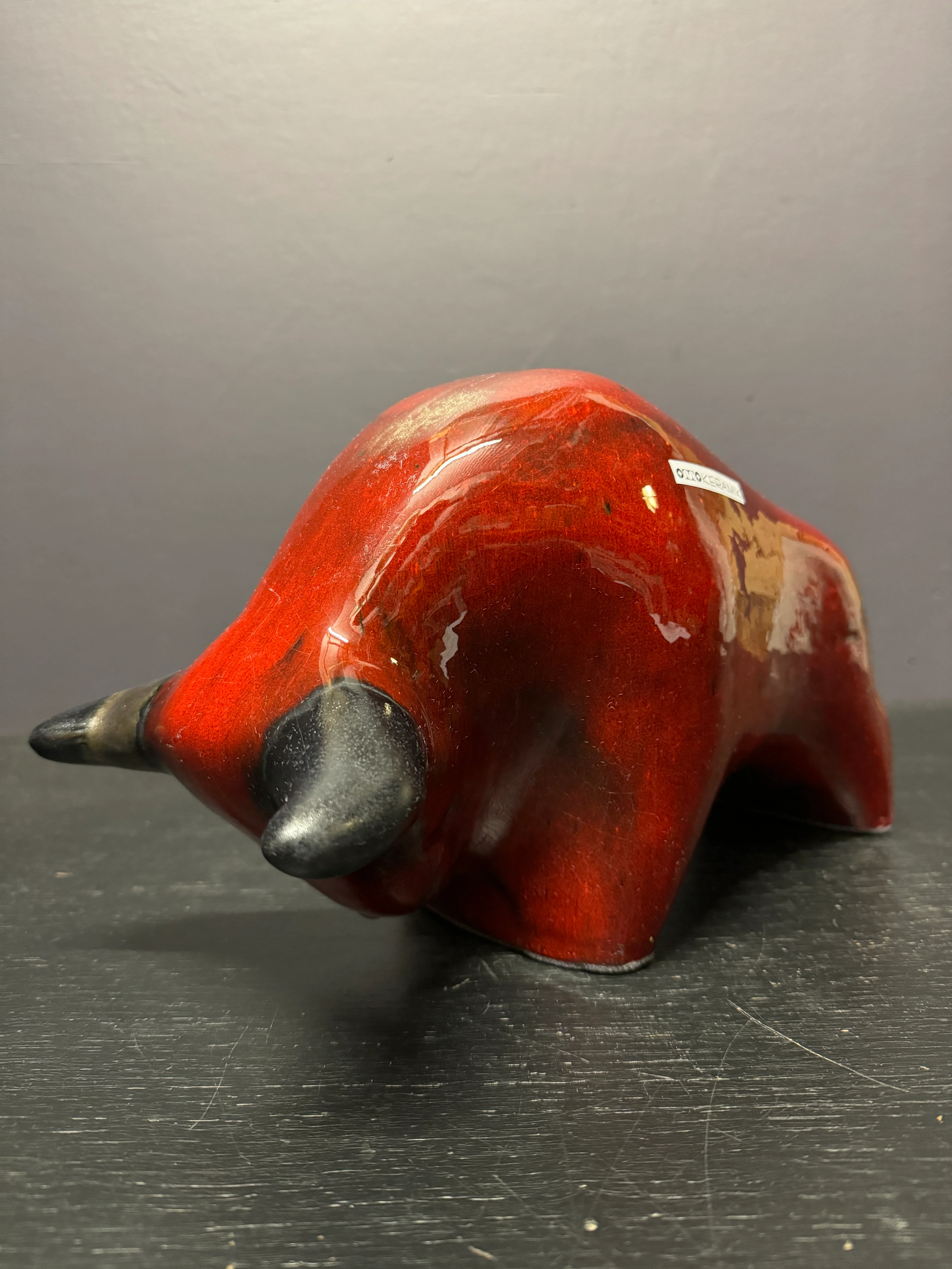 Otto Keramik Large Ceramic Bull West German Pottery Fat Lava - Image 3
