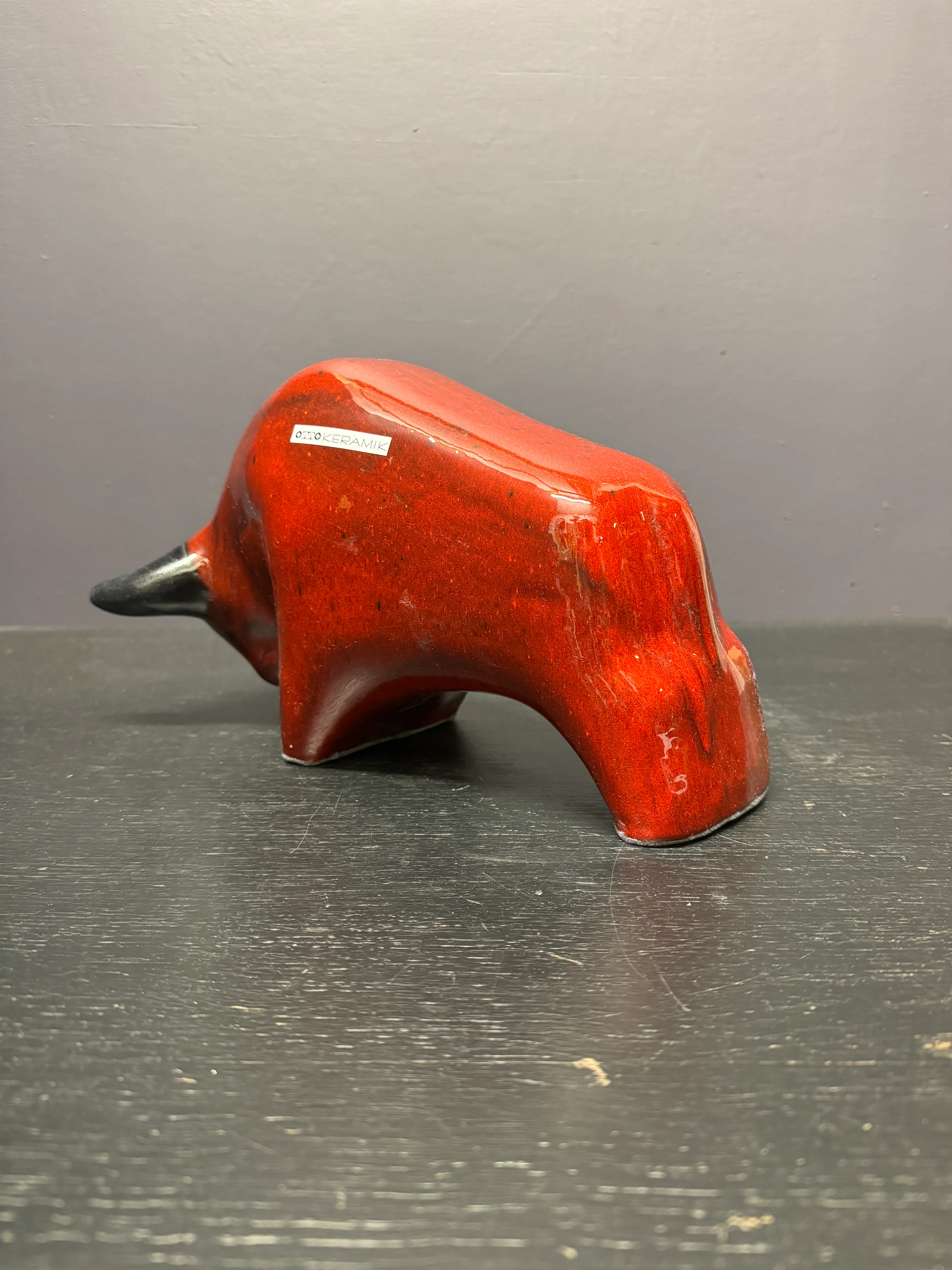 Otto Keramik Large Ceramic Bull West German Pottery Fat Lava - Image 9