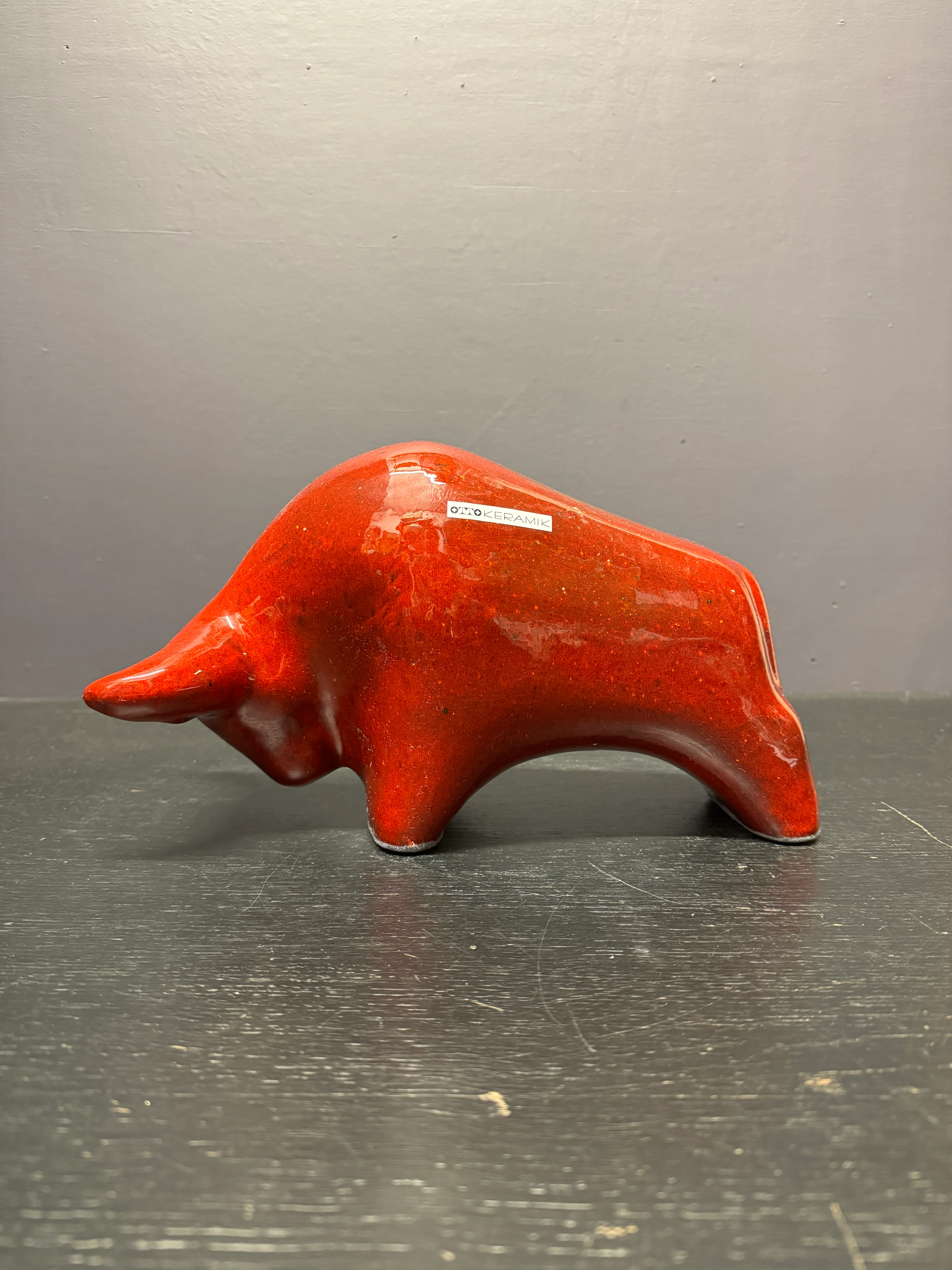 Otto Keramik Large Ceramic Bull West German Pottery Fat Lava