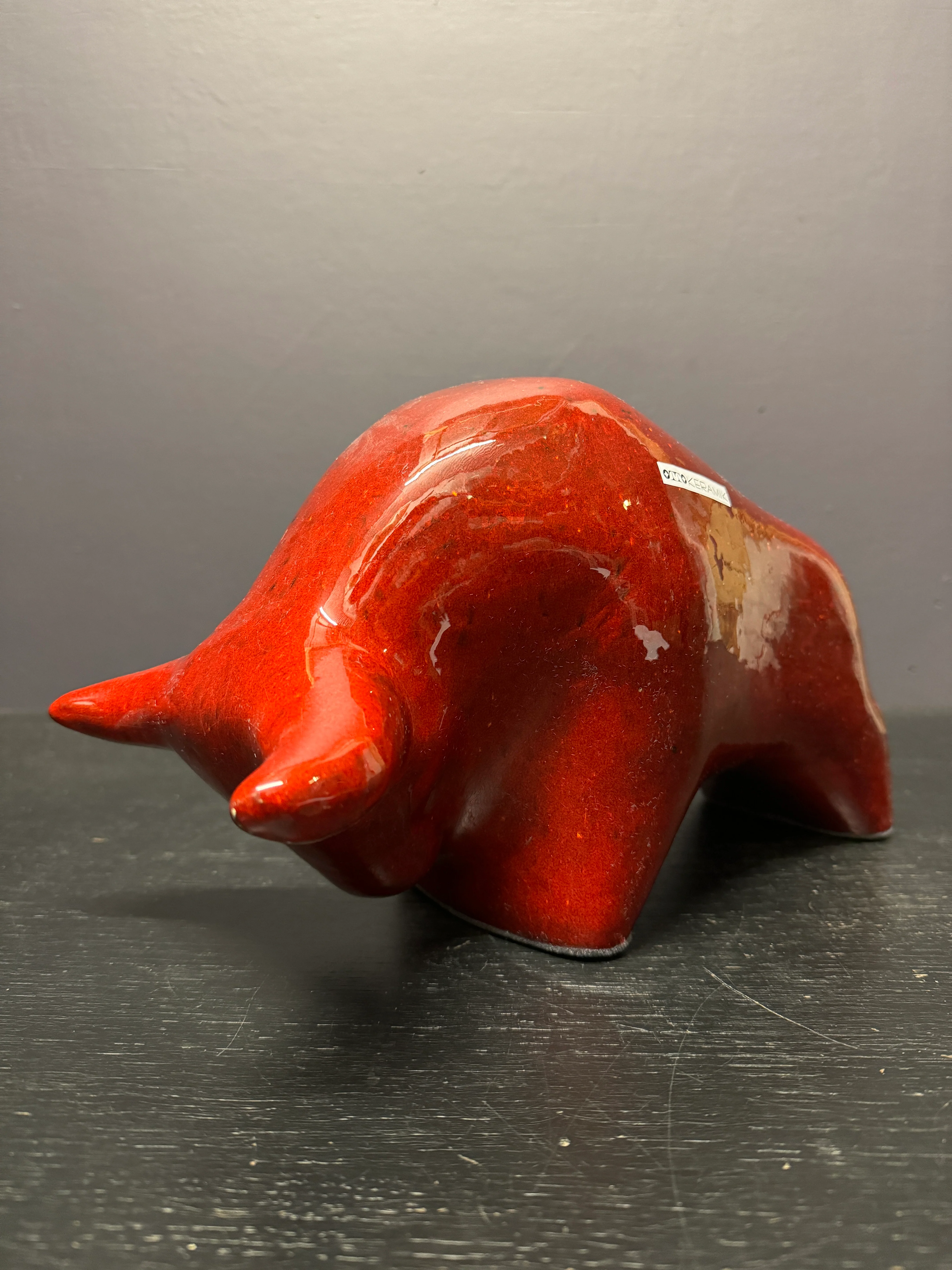 Otto Keramik Large Ceramic Bull West German Pottery Fat Lava - Image 3