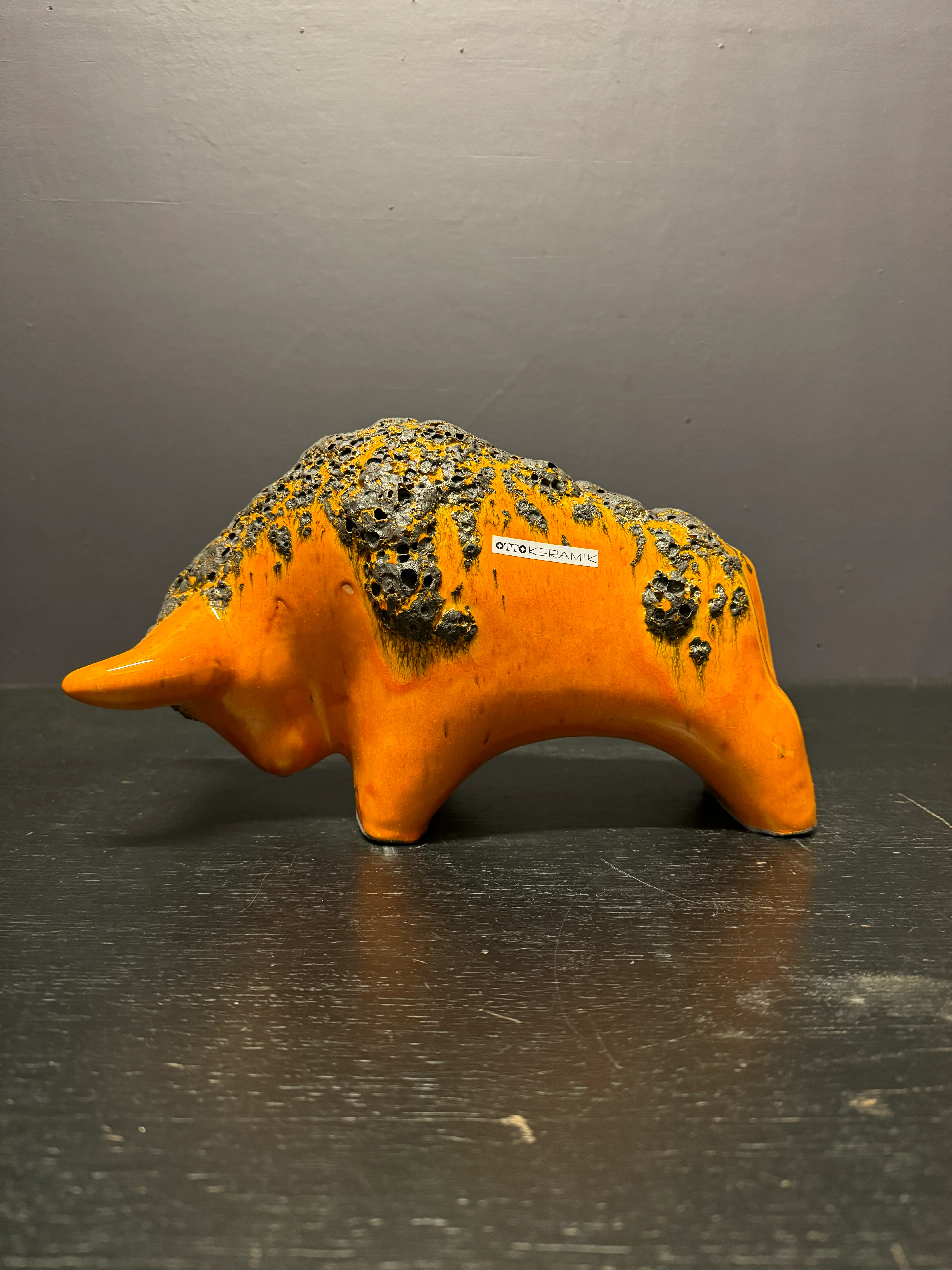 Otto Keramik Large Ceramic Bull West German Pottery Fat Lava