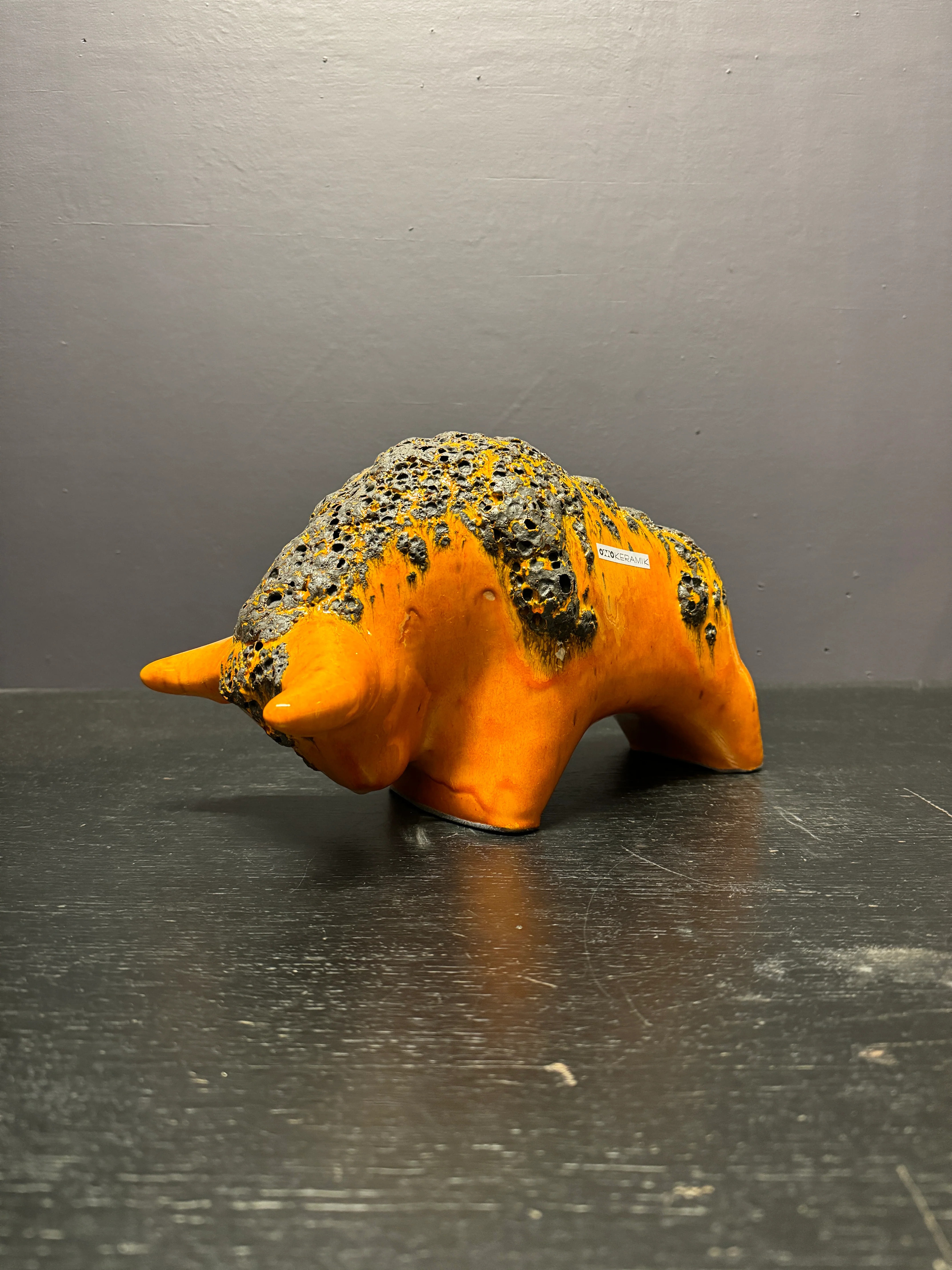 Otto Keramik Large Ceramic Bull West German Pottery Fat Lava - Image 2