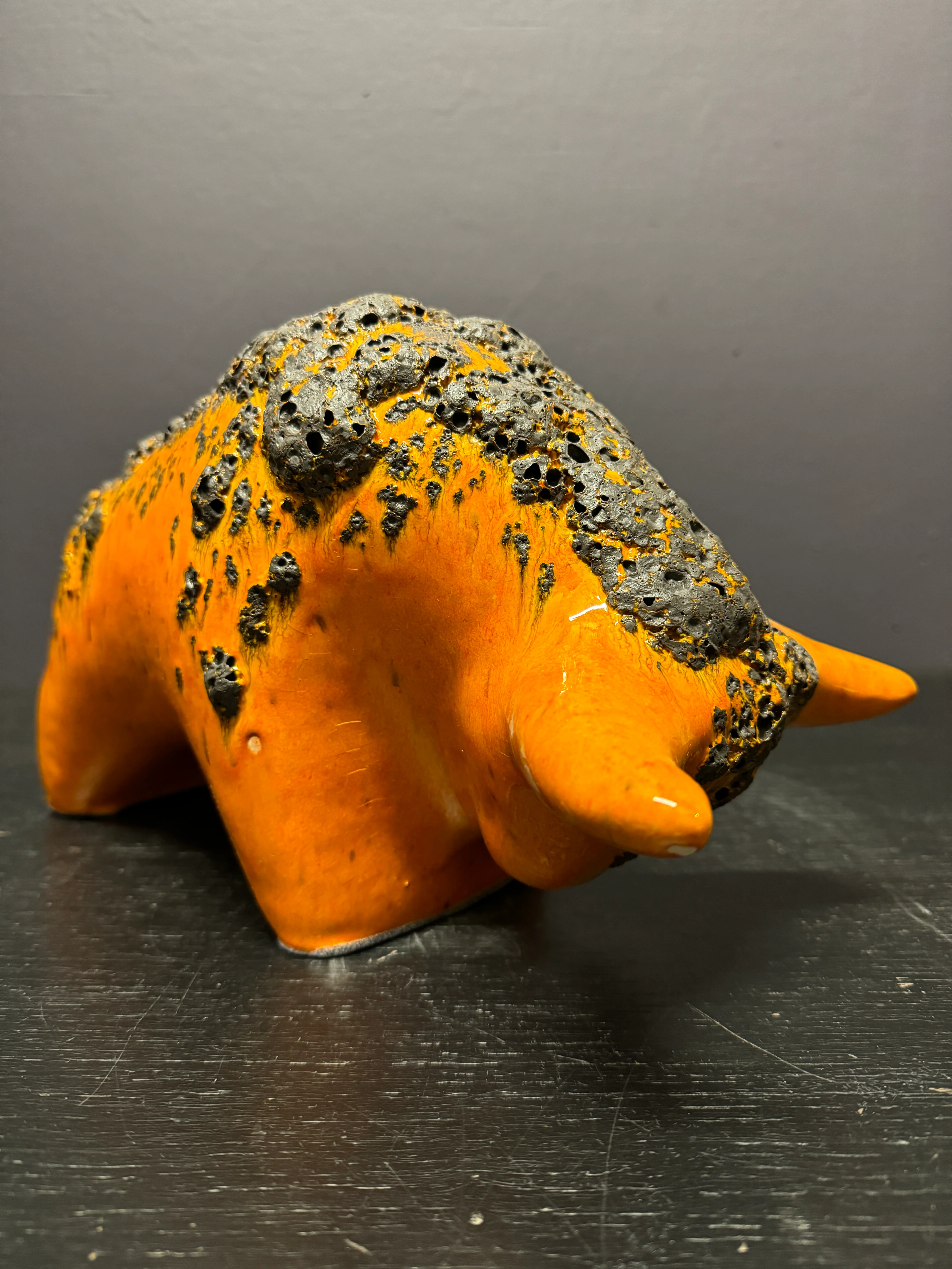 Otto Keramik Large Ceramic Bull West German Pottery Fat Lava - Image 5