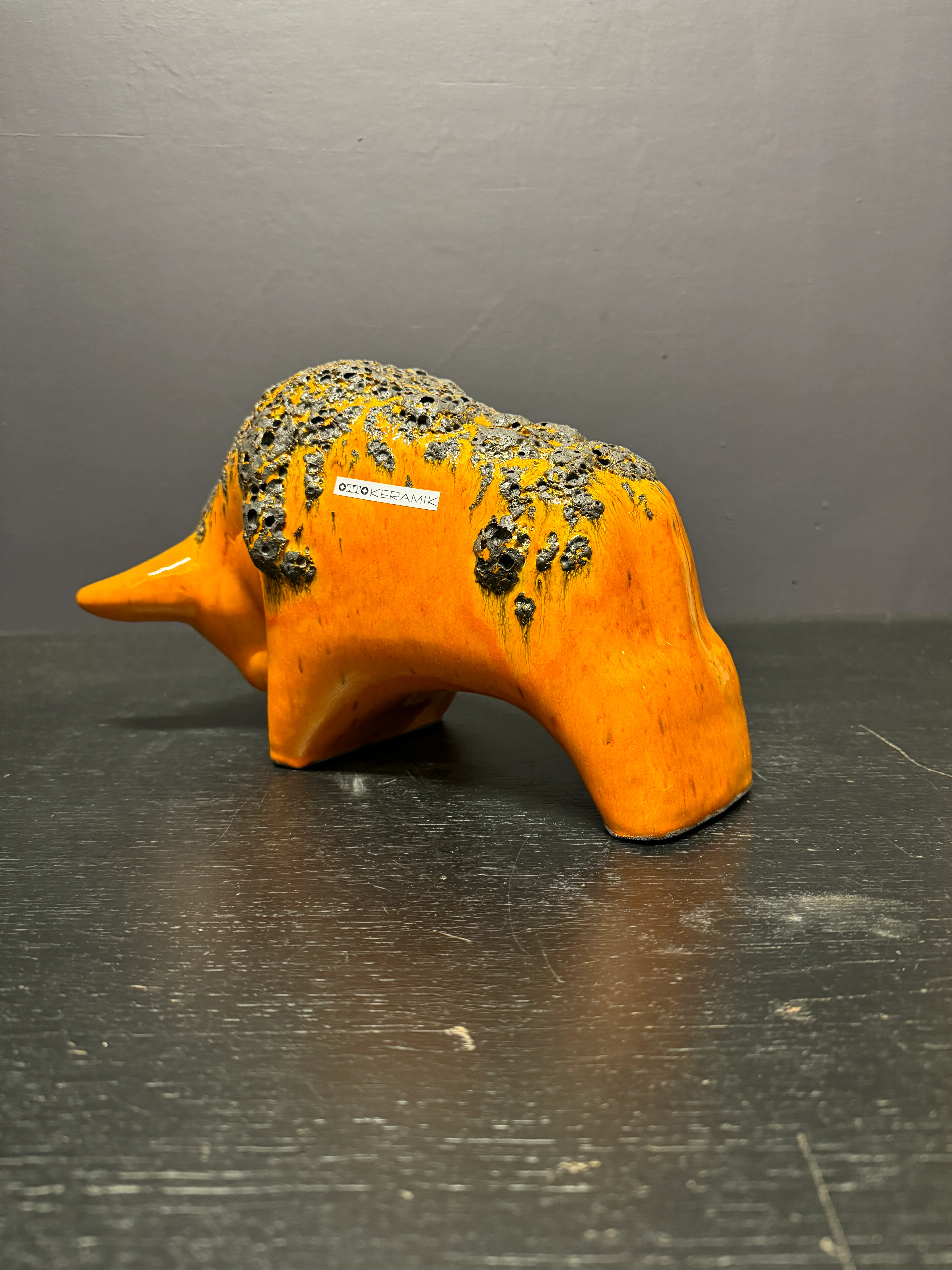 Otto Keramik Large Ceramic Bull West German Pottery Fat Lava - Image 9