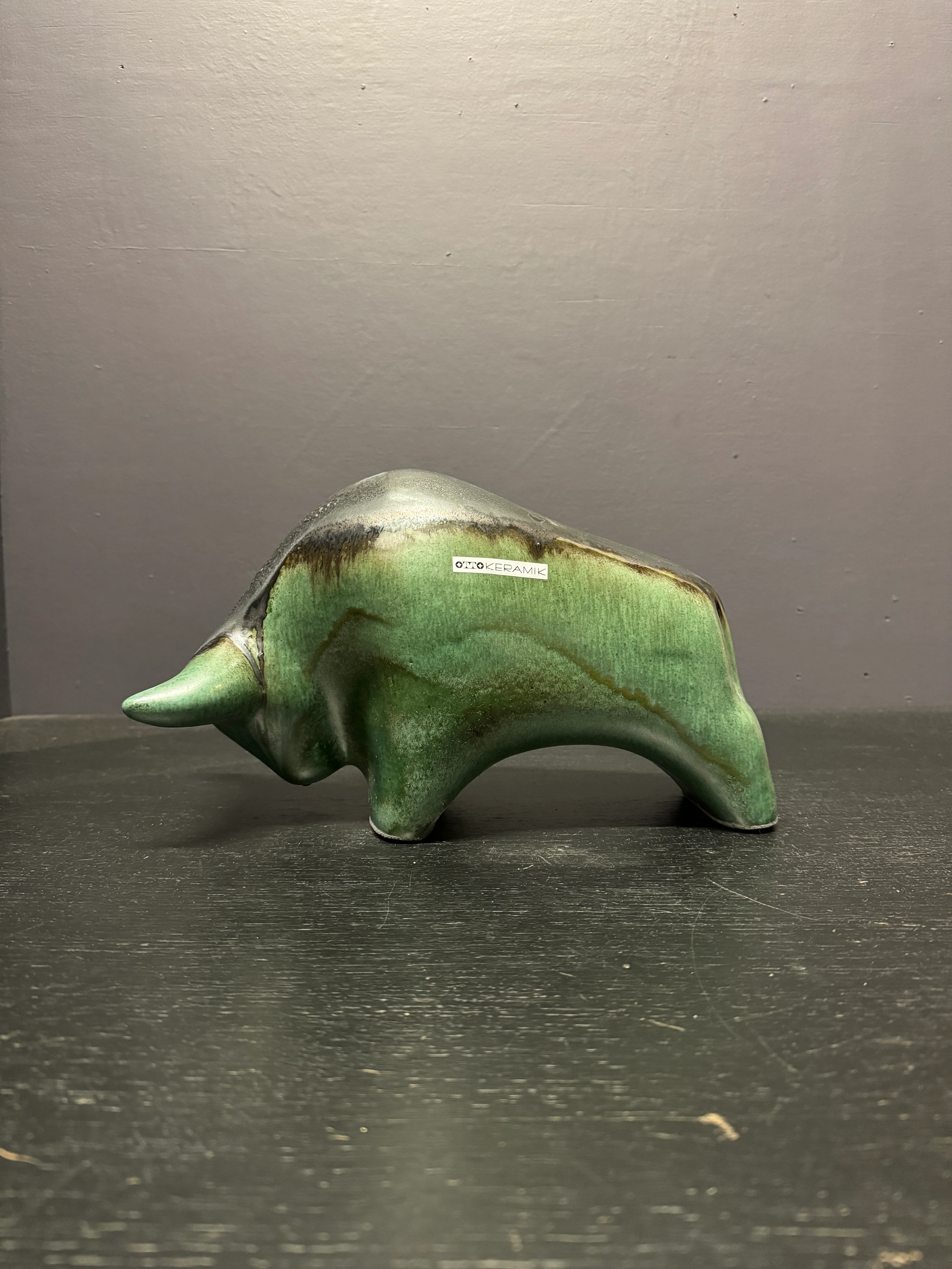 Otto Keramik Large Ceramic Bull West German Pottery Fat Lava