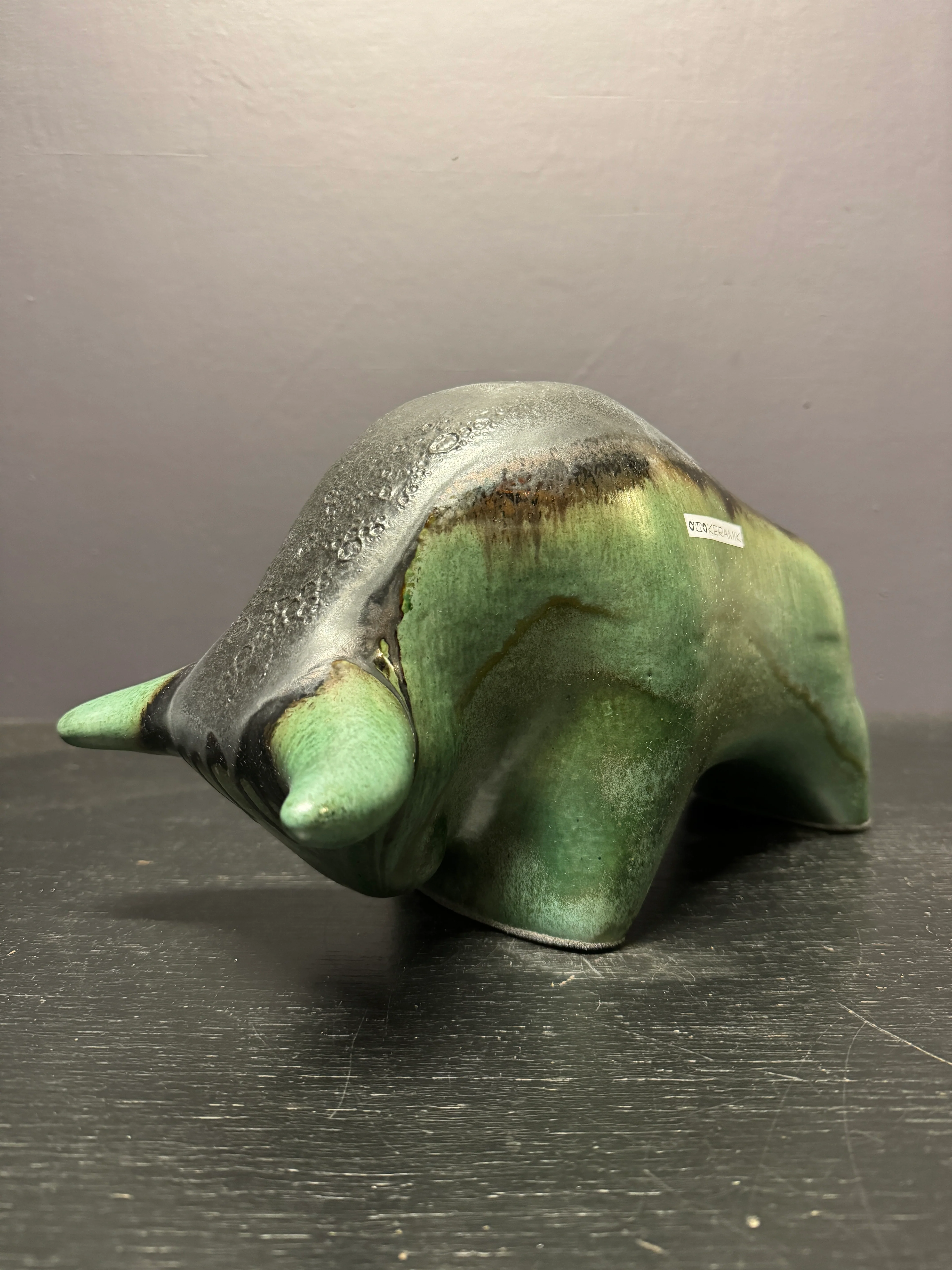 Otto Keramik Large Ceramic Bull West German Pottery Fat Lava - Image 3