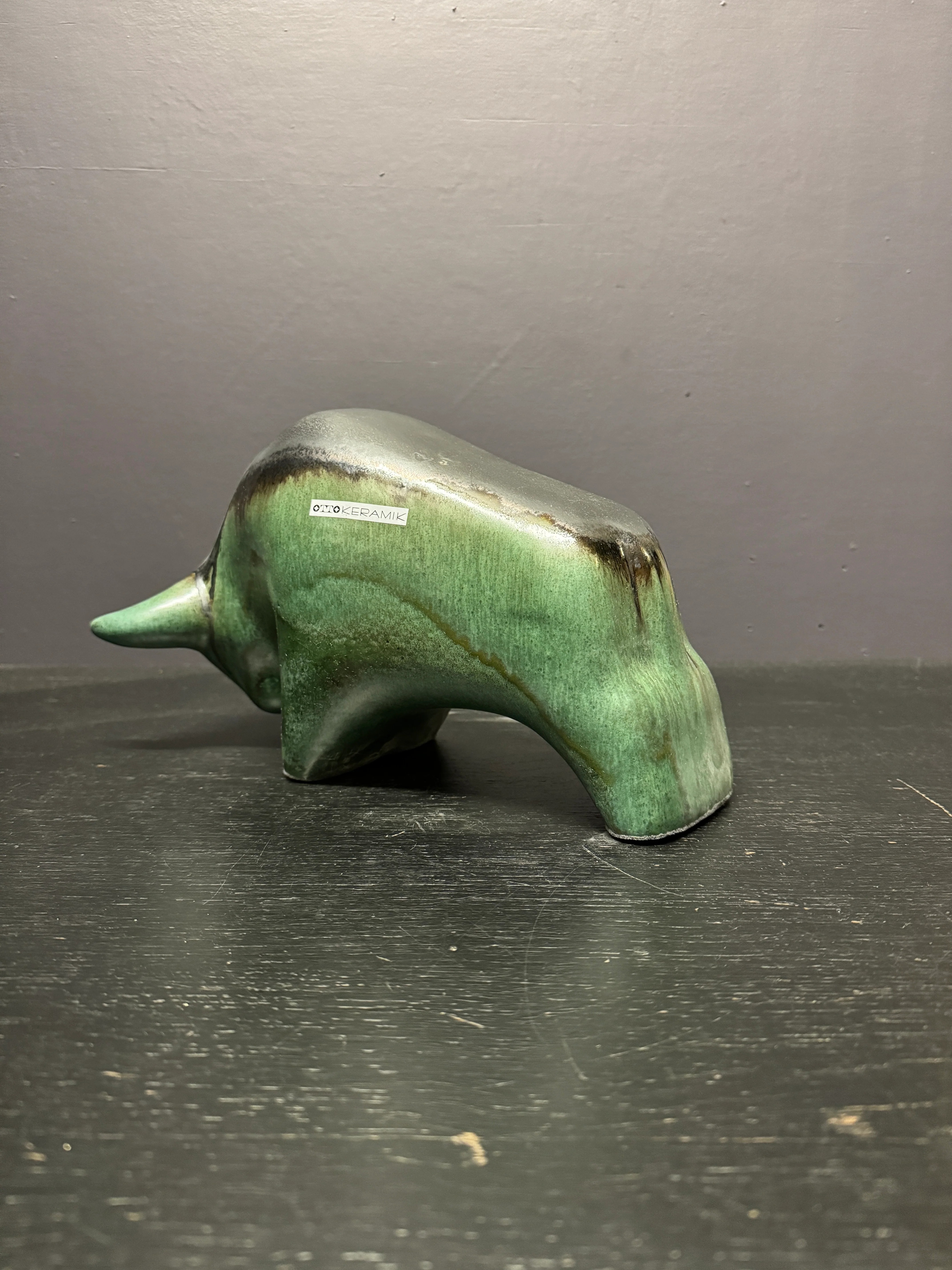 Otto Keramik Large Ceramic Bull West German Pottery Fat Lava - Image 9