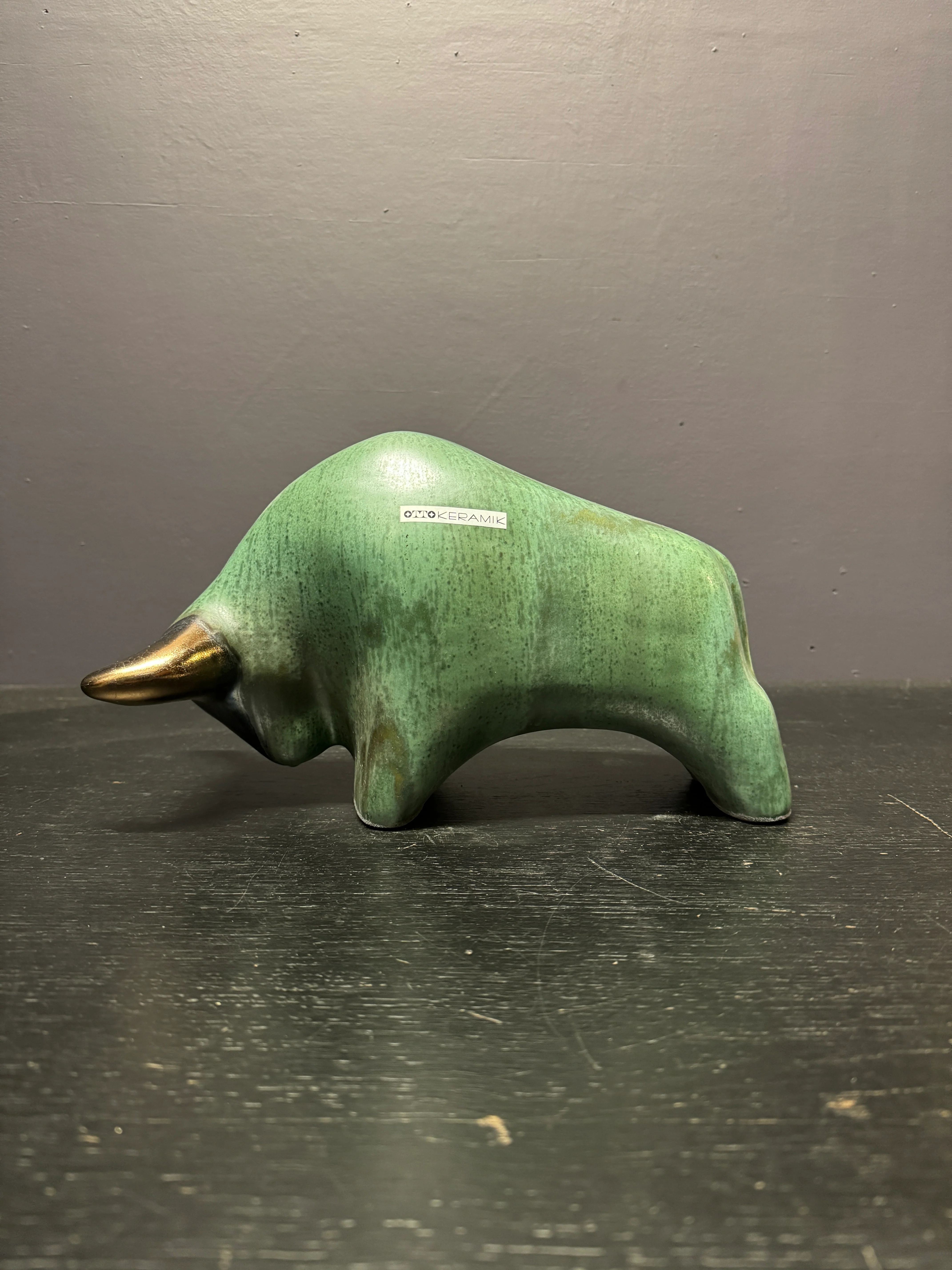 Otto Keramik Large Ceramic Bull West German Pottery Fat Lava