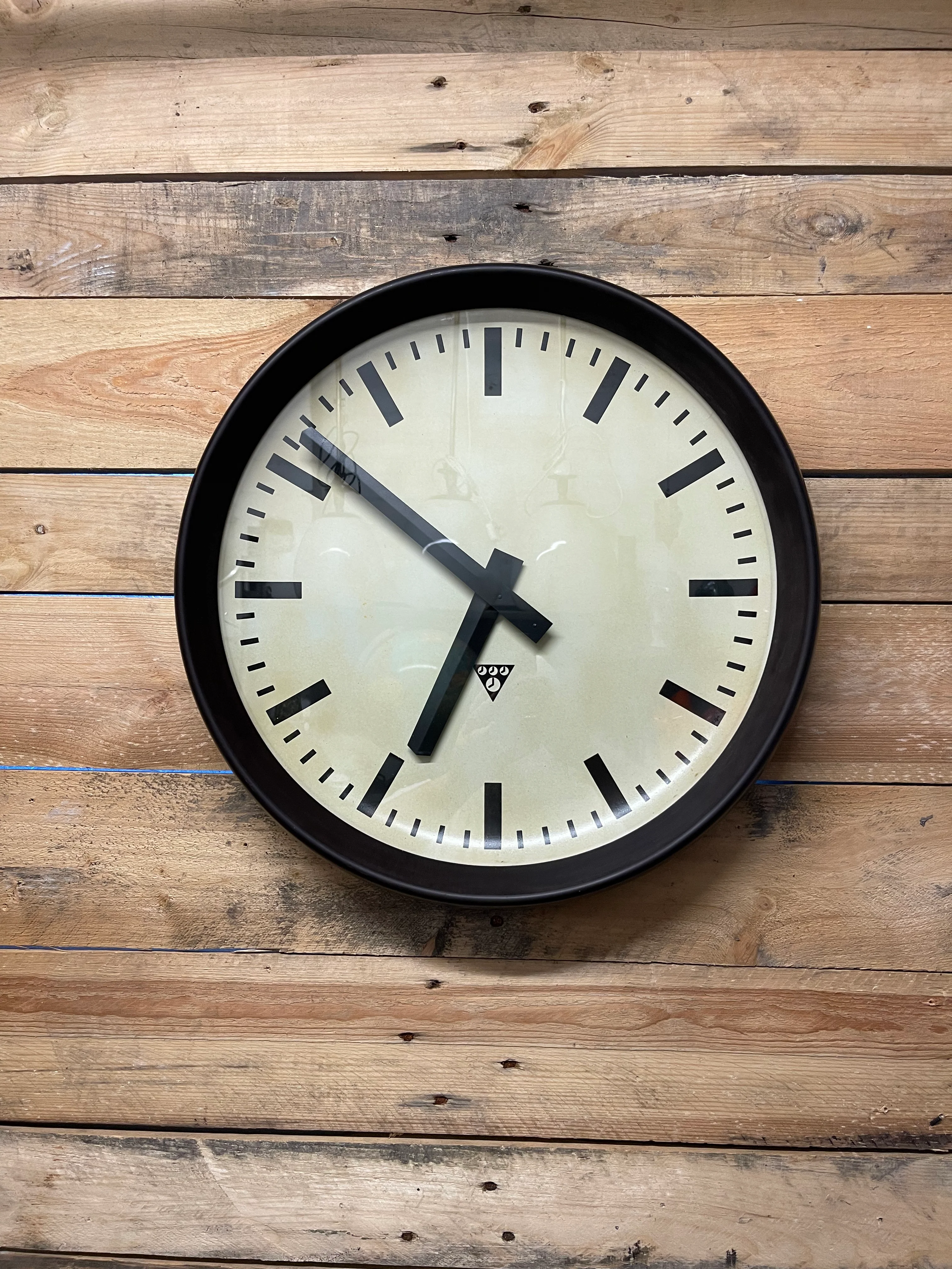 Large Czech 1950s Bakelite Office / Factory Clocks By Pragotron