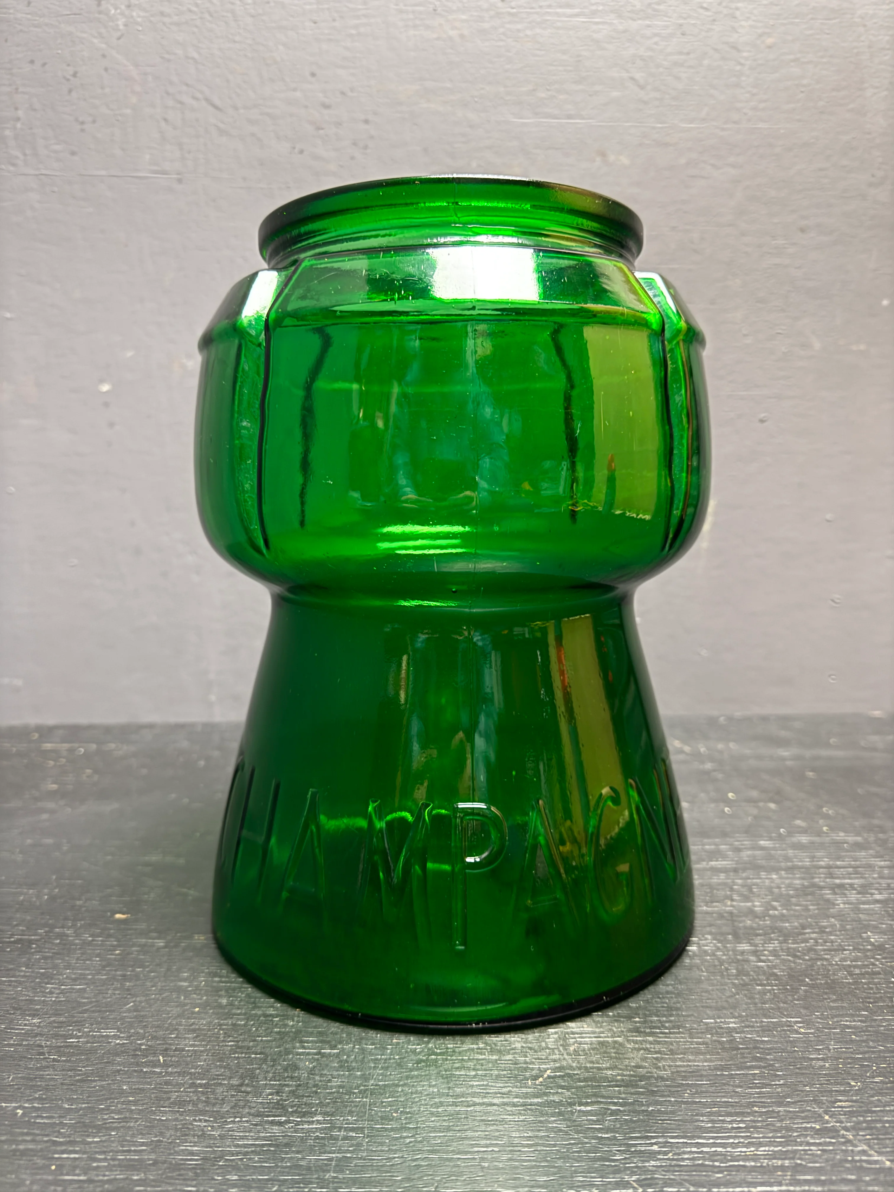 Italian Pressed Glass Cork Shaped Champagne Ice Bucket Circa 1970s