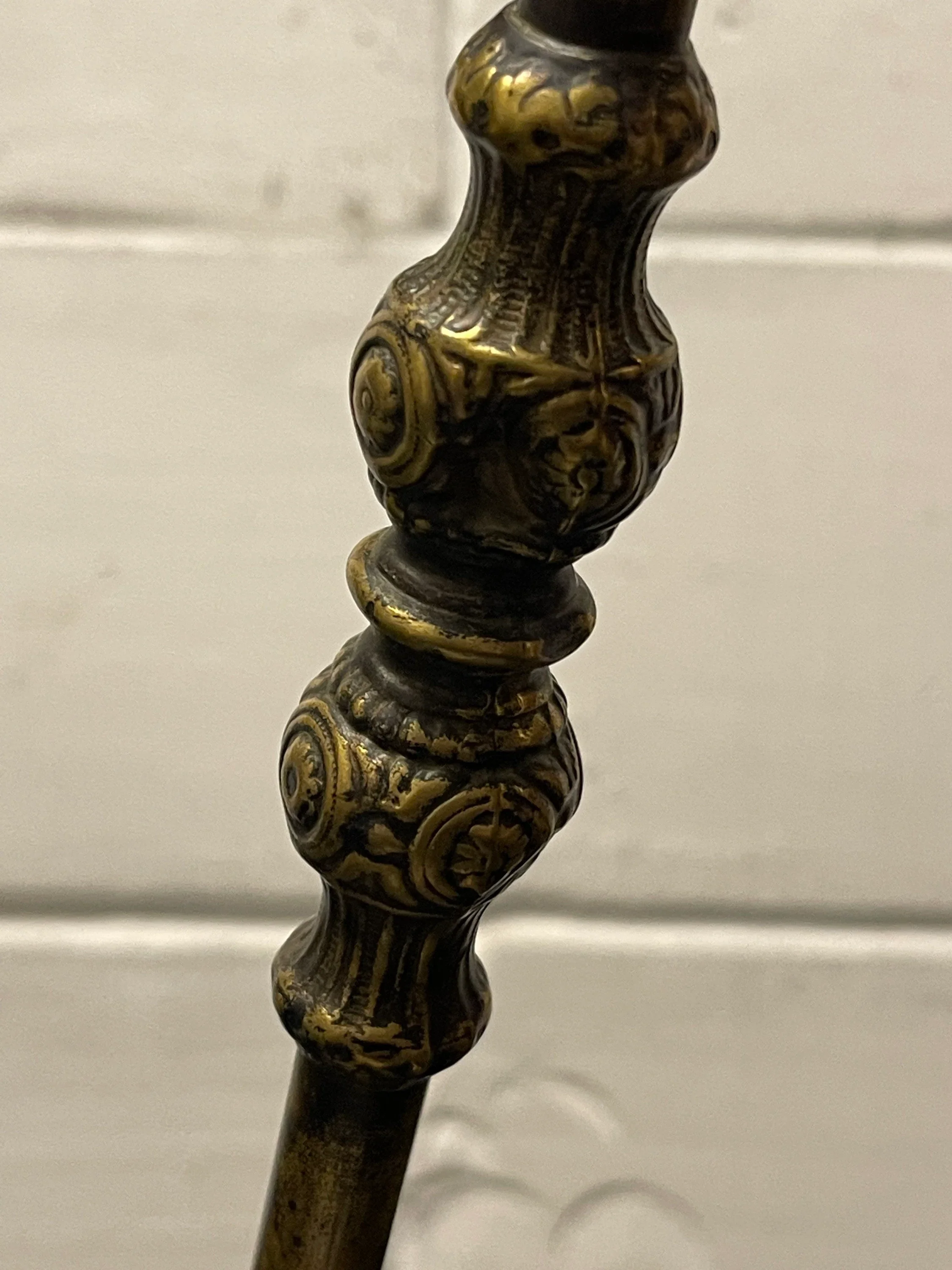 Rare Early 1900s Hexagonal Based Brass Piano Lamp By John Dugdill & Co - Image 6