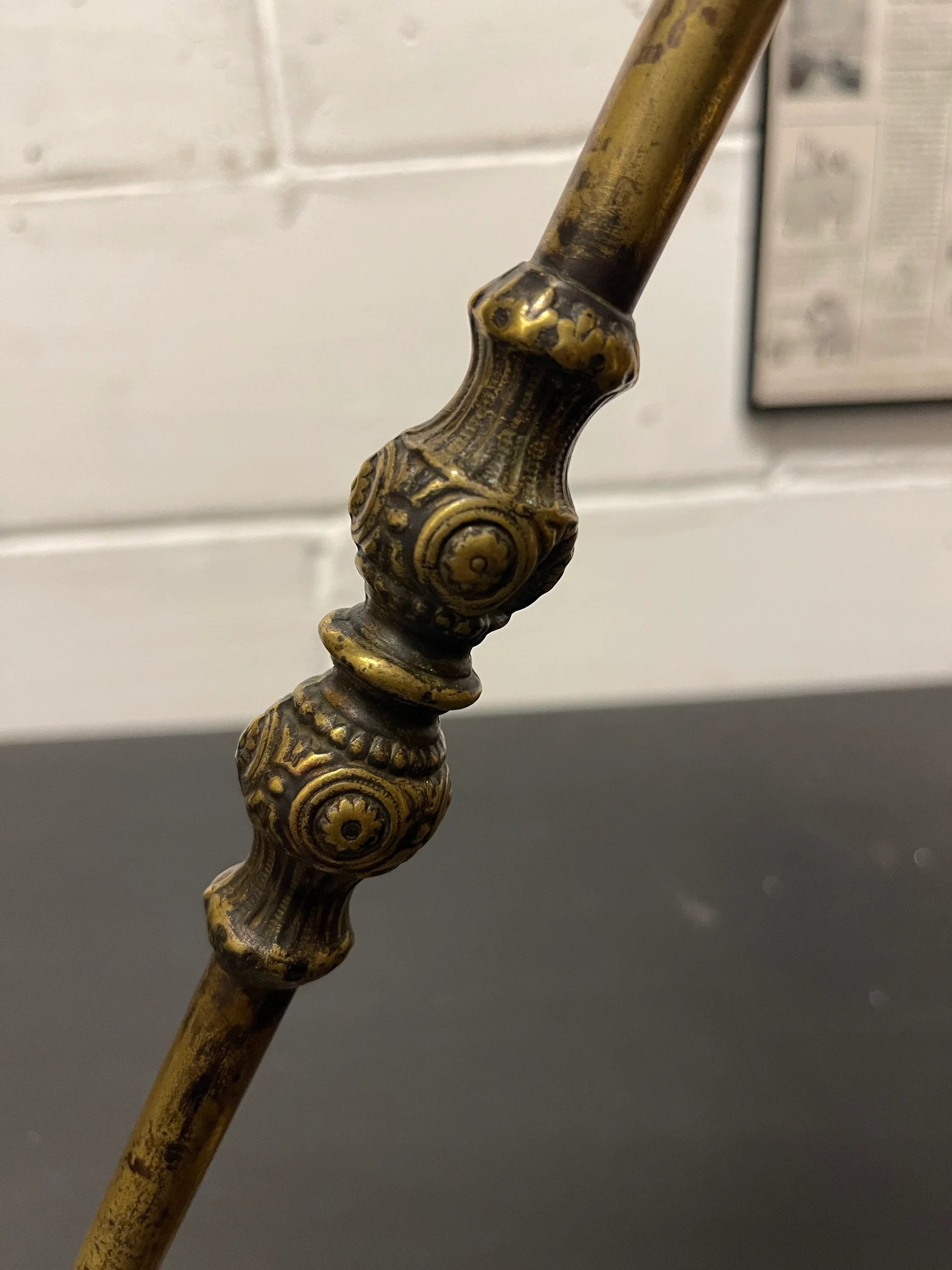 Rare Early 1900s Hexagonal Based Brass Piano Lamp By John Dugdill & Co - Image 7