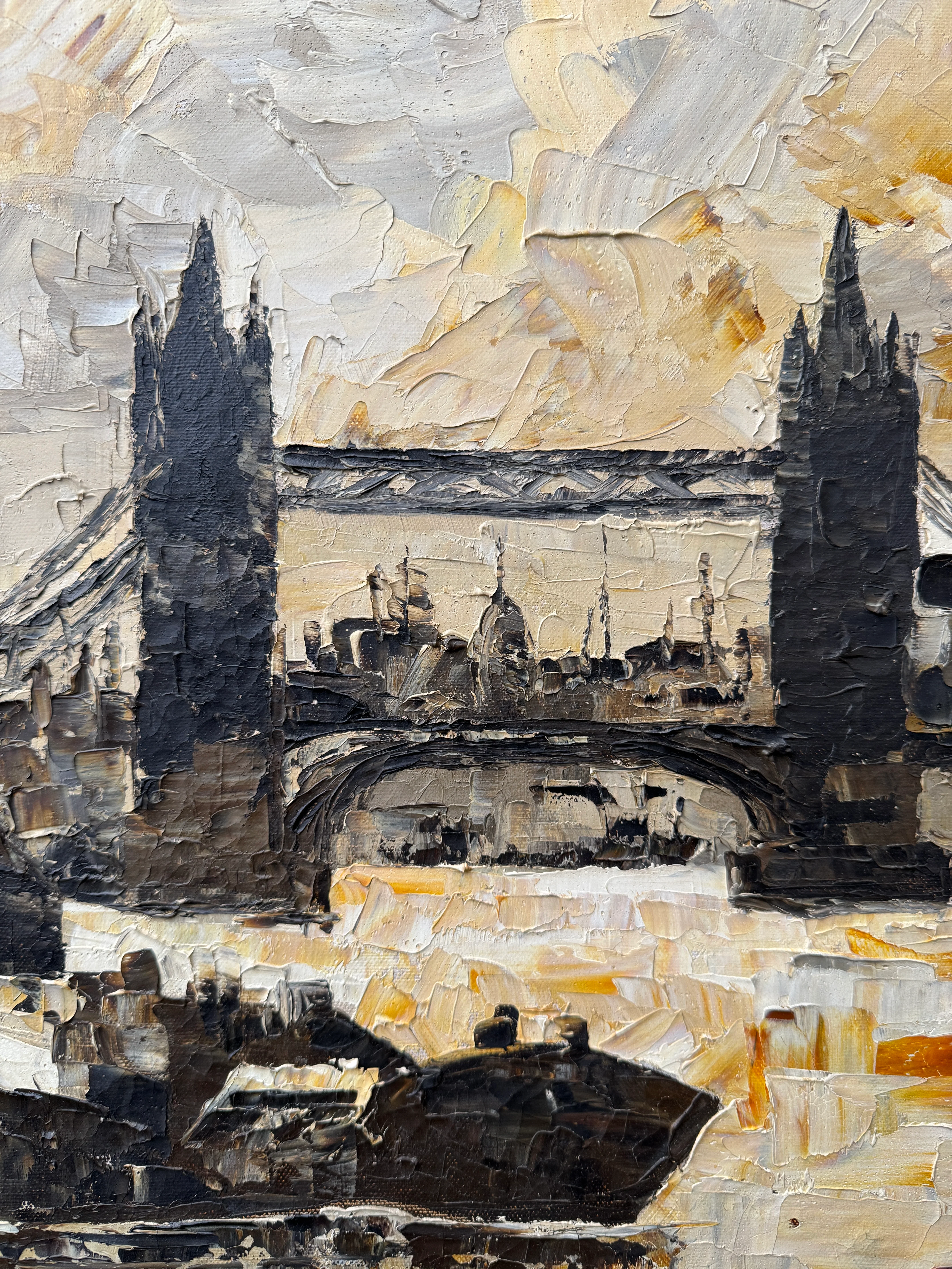 1967 Signed Oil On Canvas View Of London - Image 2