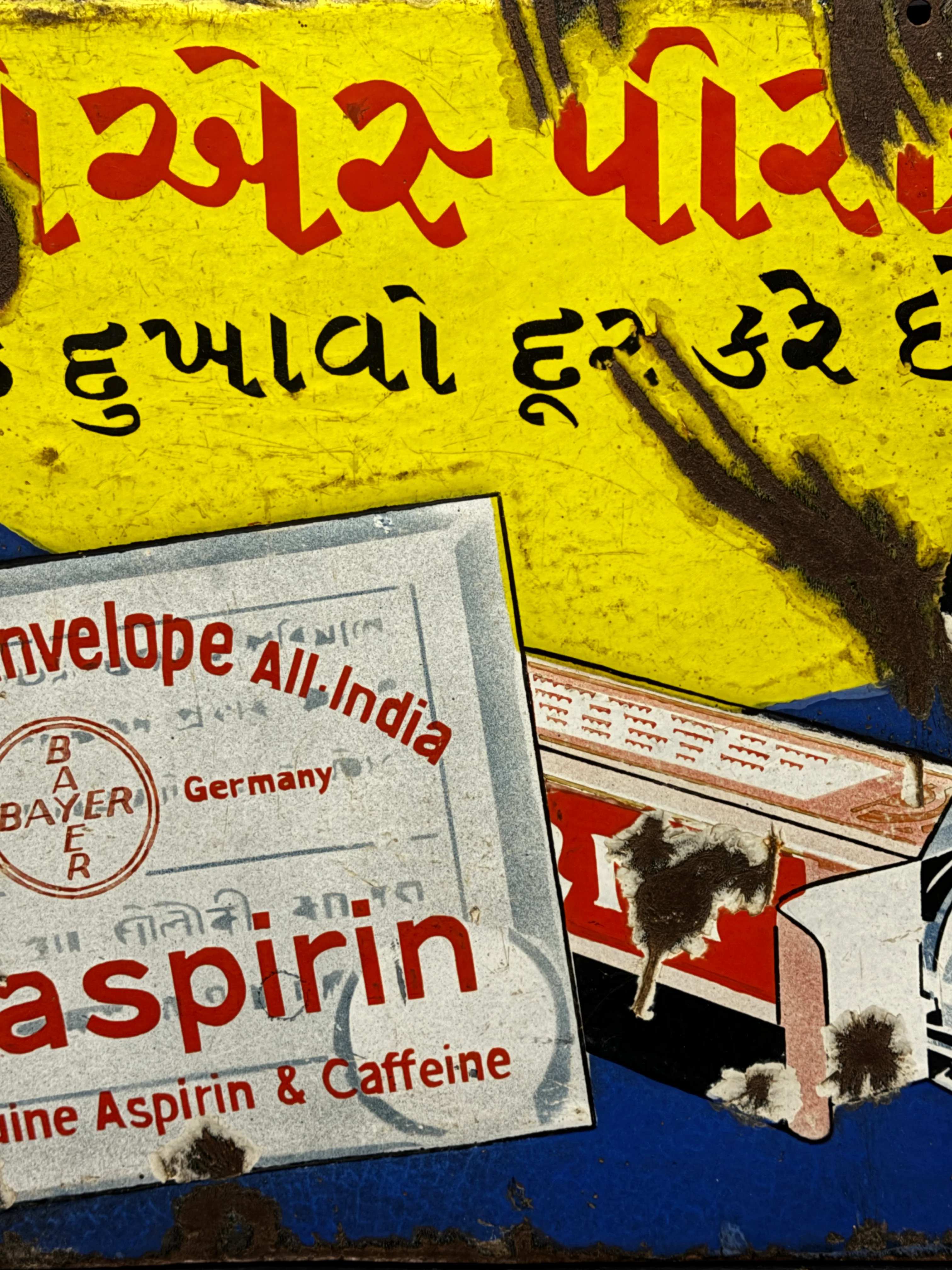 1940S Vintage Bayer Cafiaspirin Double Sided Enamel Advertising Sign - Image 4