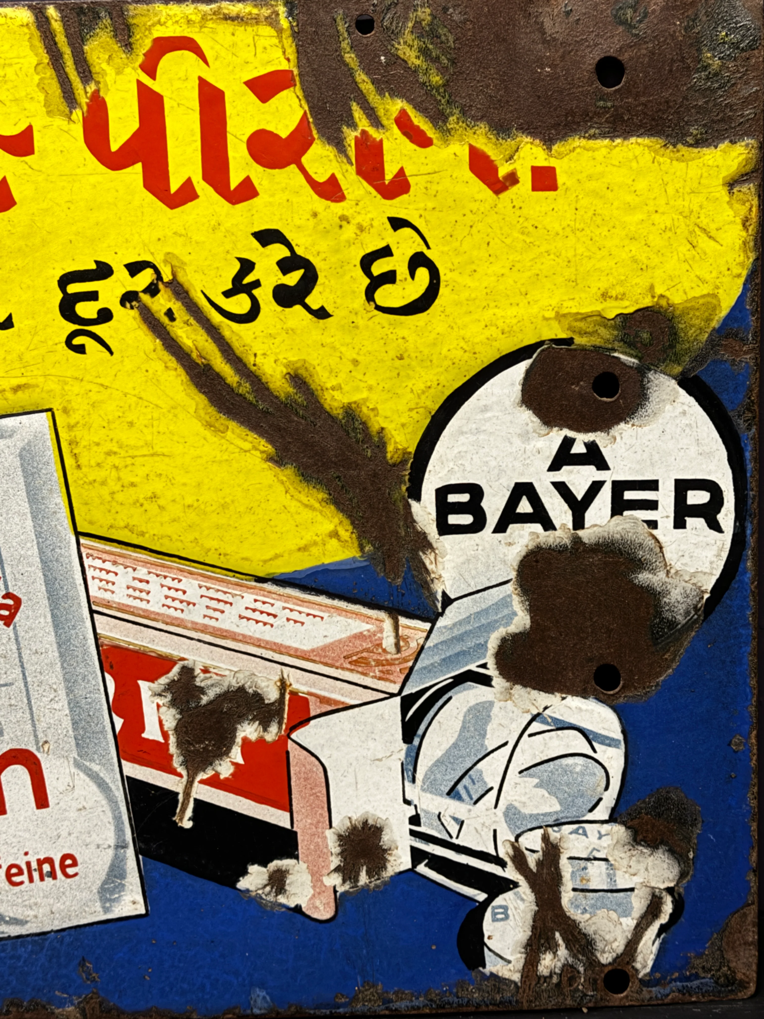 1940S Vintage Bayer Cafiaspirin Double Sided Enamel Advertising Sign - Image 5