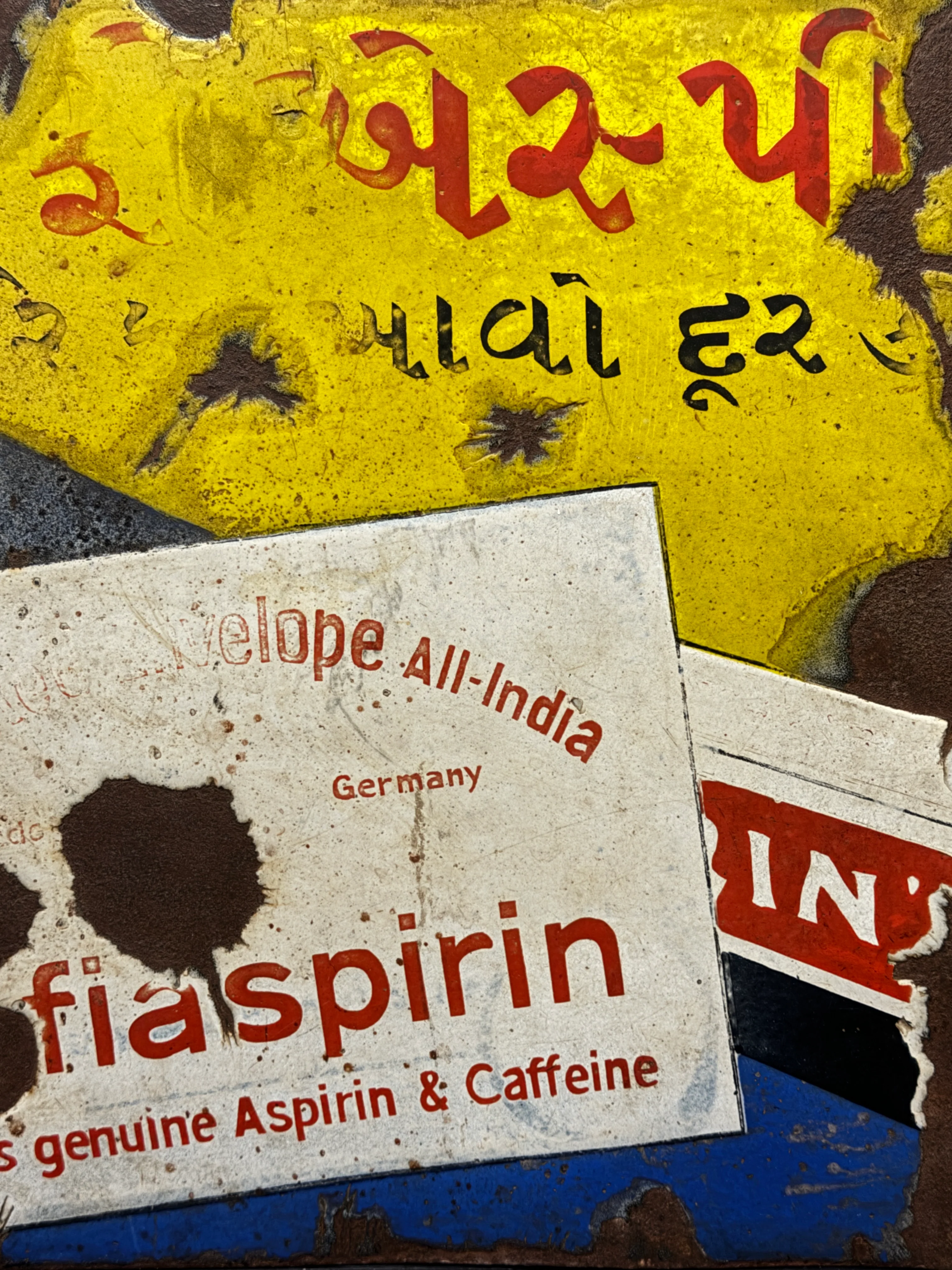 1940S Vintage Bayer Cafiaspirin Double Sided Enamel Advertising Sign - Image 9