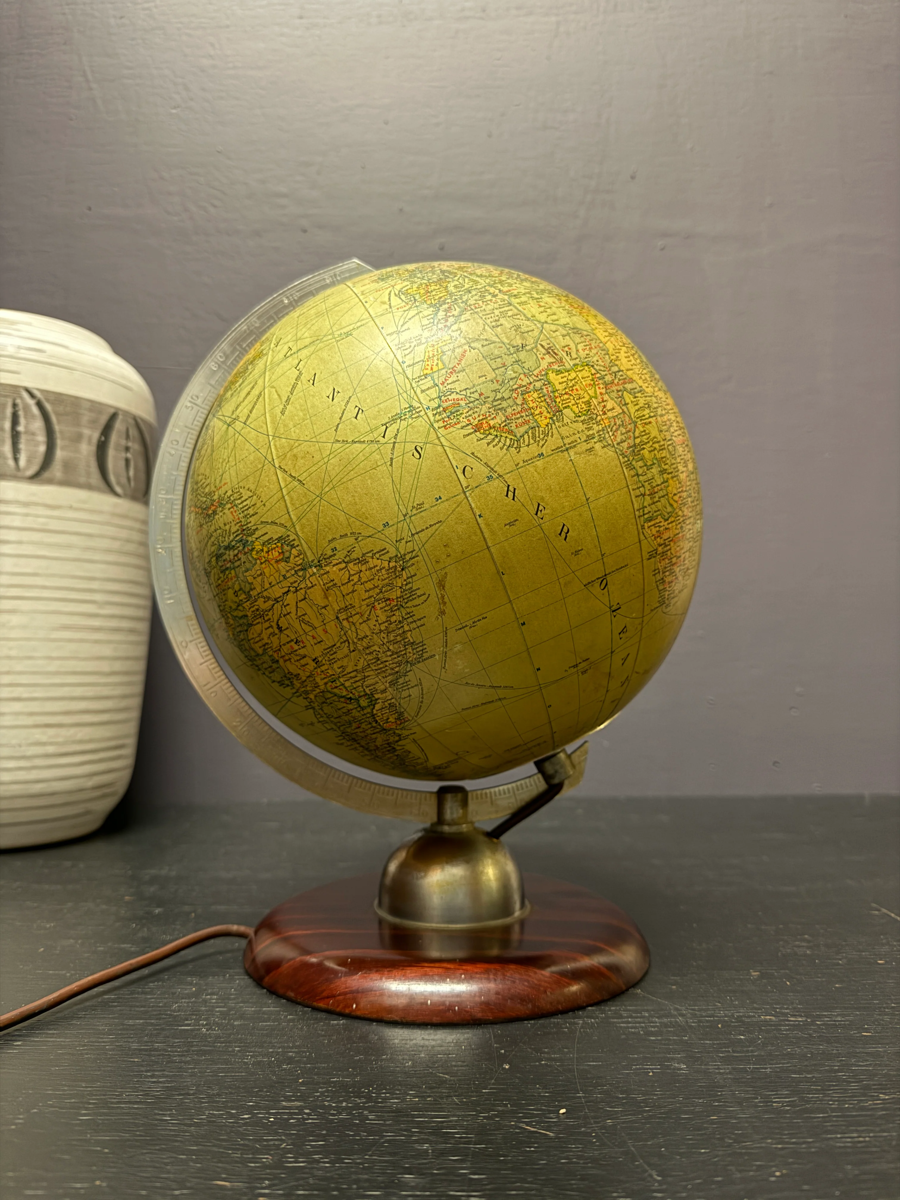 Vintage 1960s German Glass Globe Lamp By JRO Globus Munchen