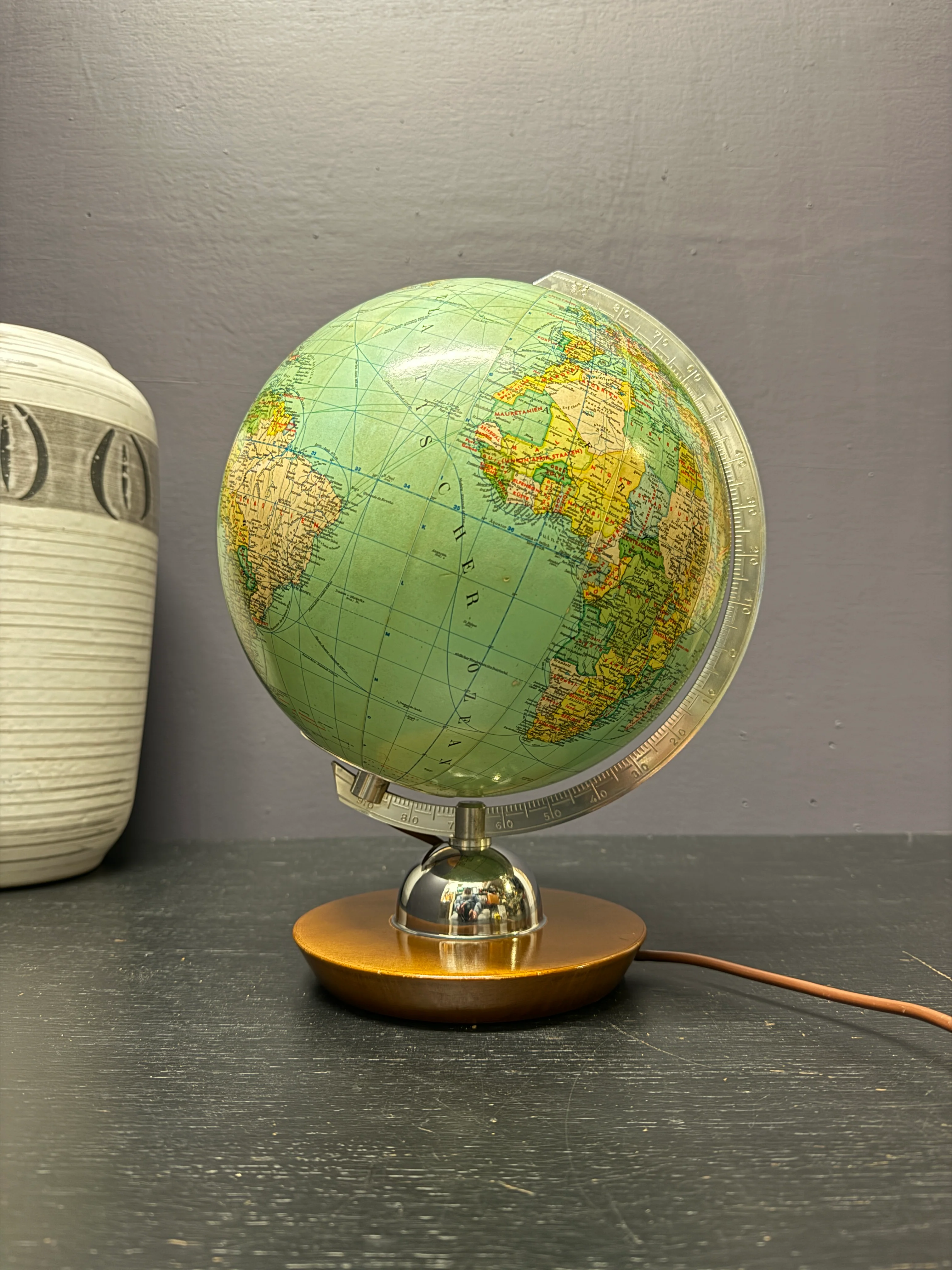 Vintage 1960s German Glass Globe Lamp By JRO Globus Munchen by