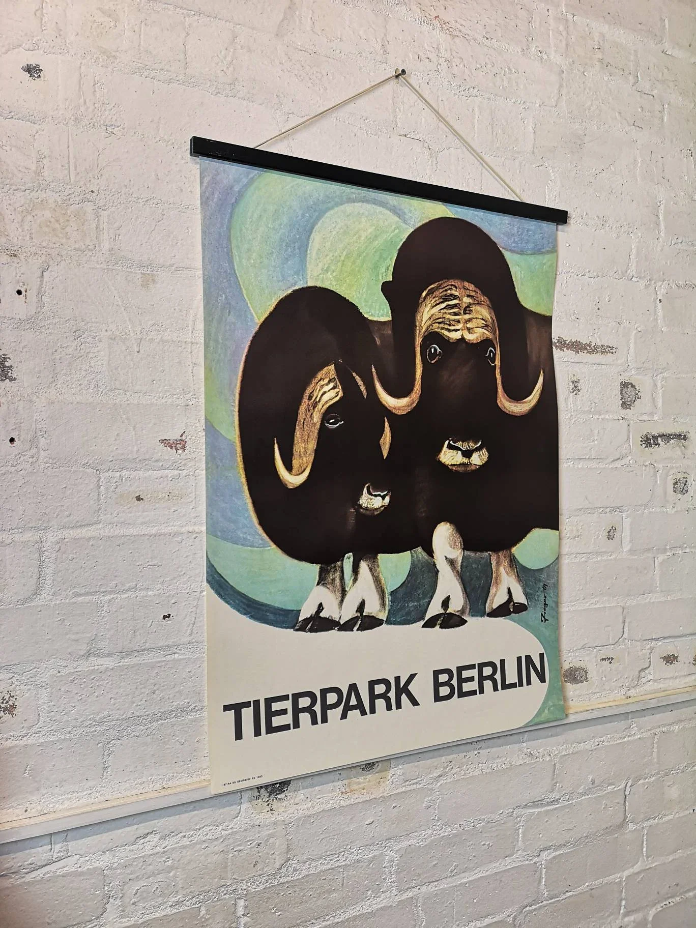 Vintage 1960s Tierpark Berlin Original Zoo Poster Advertising Of A Pair Of Musk Oxen - Image 4