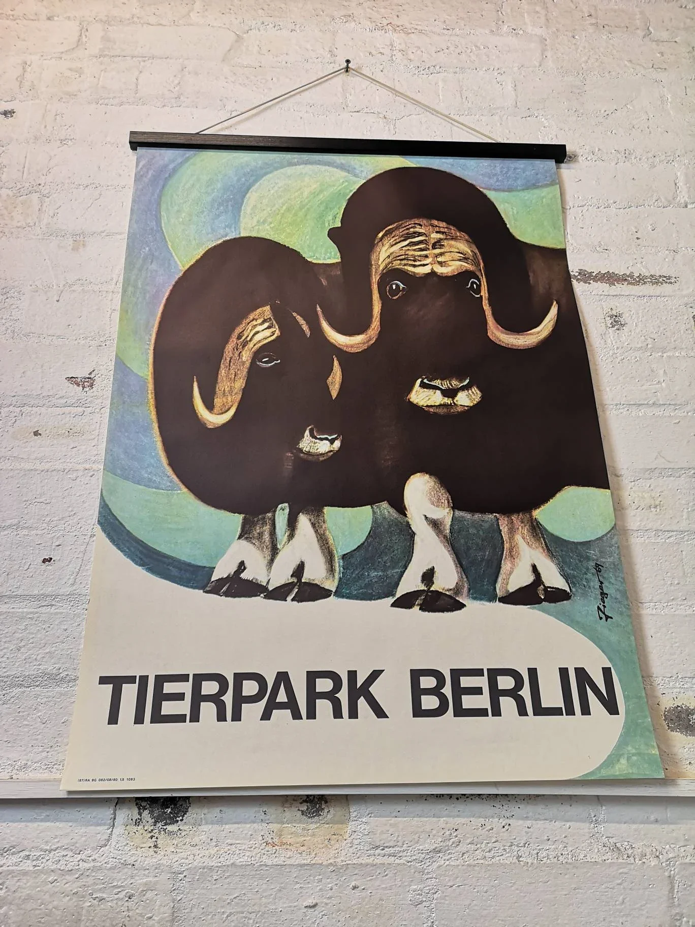 Vintage 1960s Tierpark Berlin Original Zoo Poster Advertising Of A Pair Of Musk Oxen - Image 6