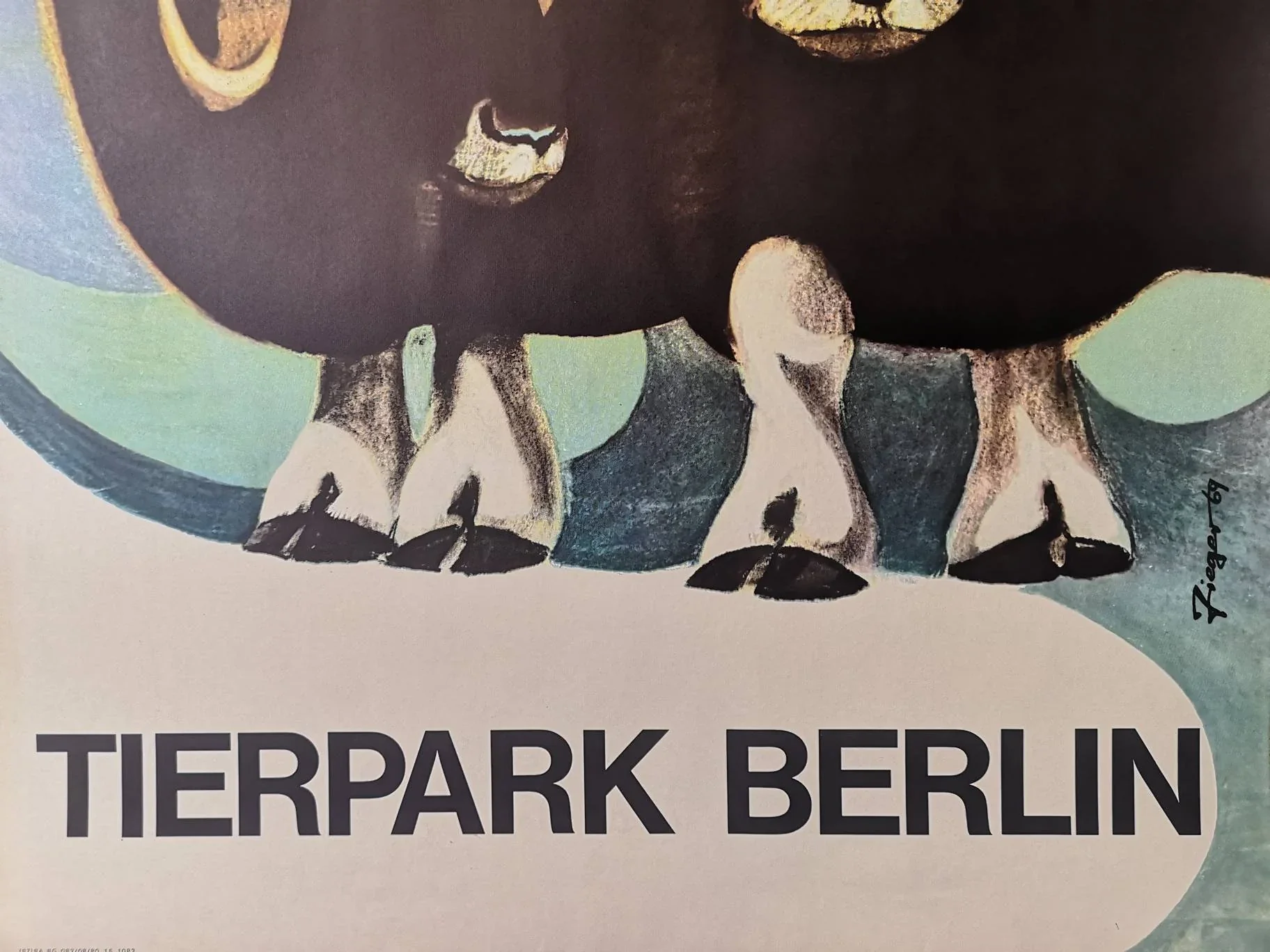 Vintage 1960s Tierpark Berlin Original Zoo Poster Advertising Of A Pair Of Musk Oxen - Image 9