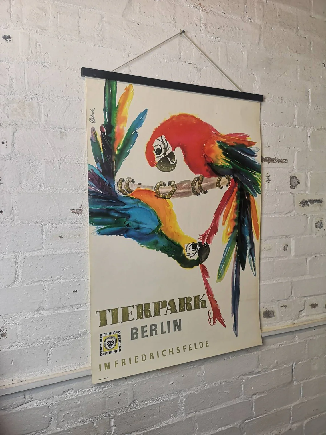 Vintage 1960s Tierpark Berlin Original Zoo Poster Advertising Of Macaw Parrots - Image 4