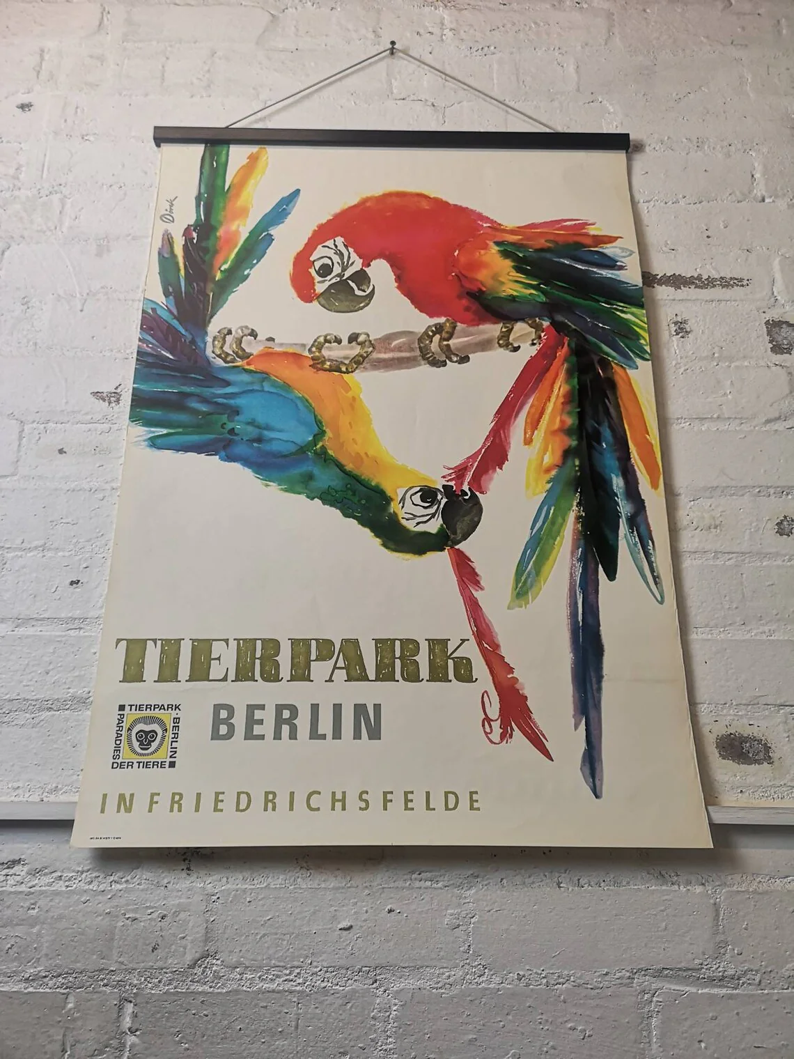 Vintage 1960s Tierpark Berlin Original Zoo Poster Advertising Of Macaw Parrots - Image 5