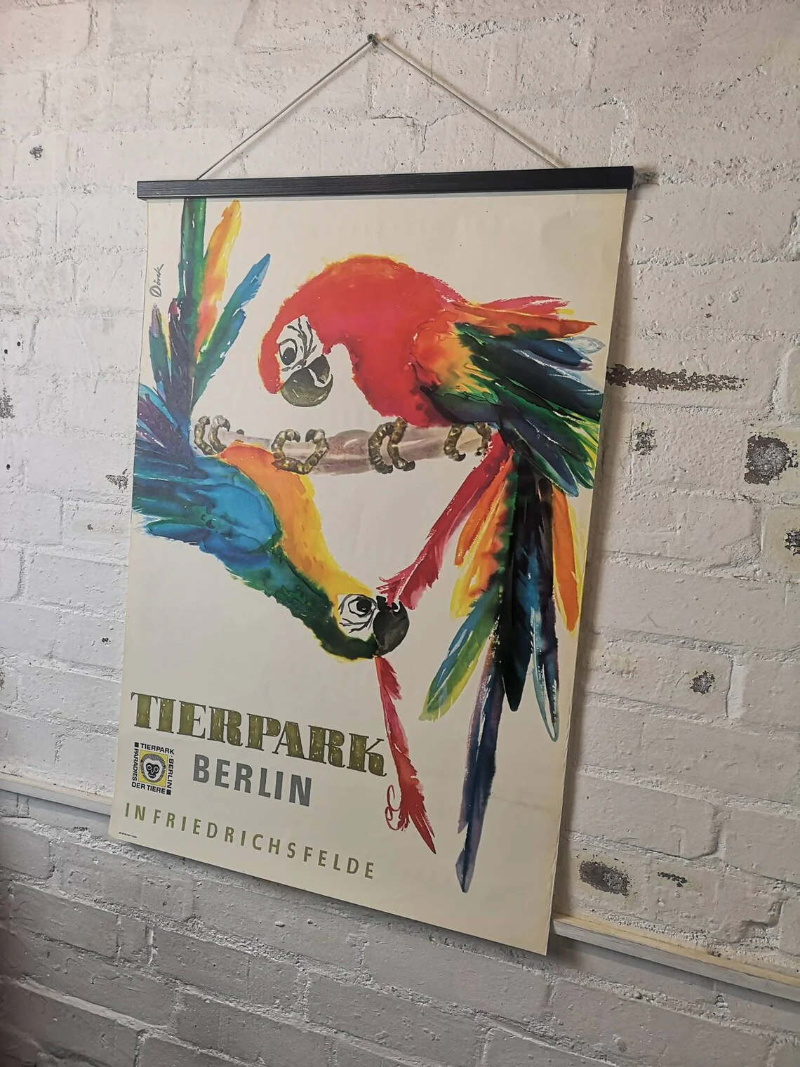 Vintage 1960s Tierpark Berlin Original Zoo Poster Advertising Of Macaw Parrots - Image 6