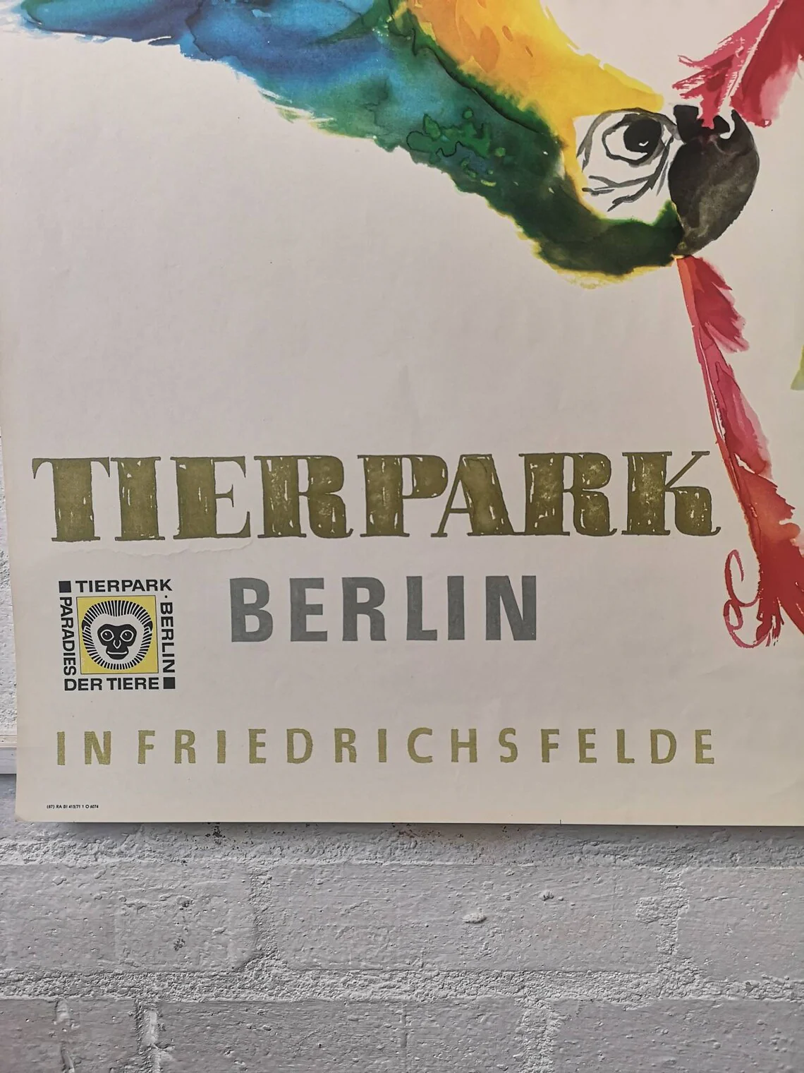 Vintage 1960s Tierpark Berlin Original Zoo Poster Advertising Of Macaw Parrots - Image 8