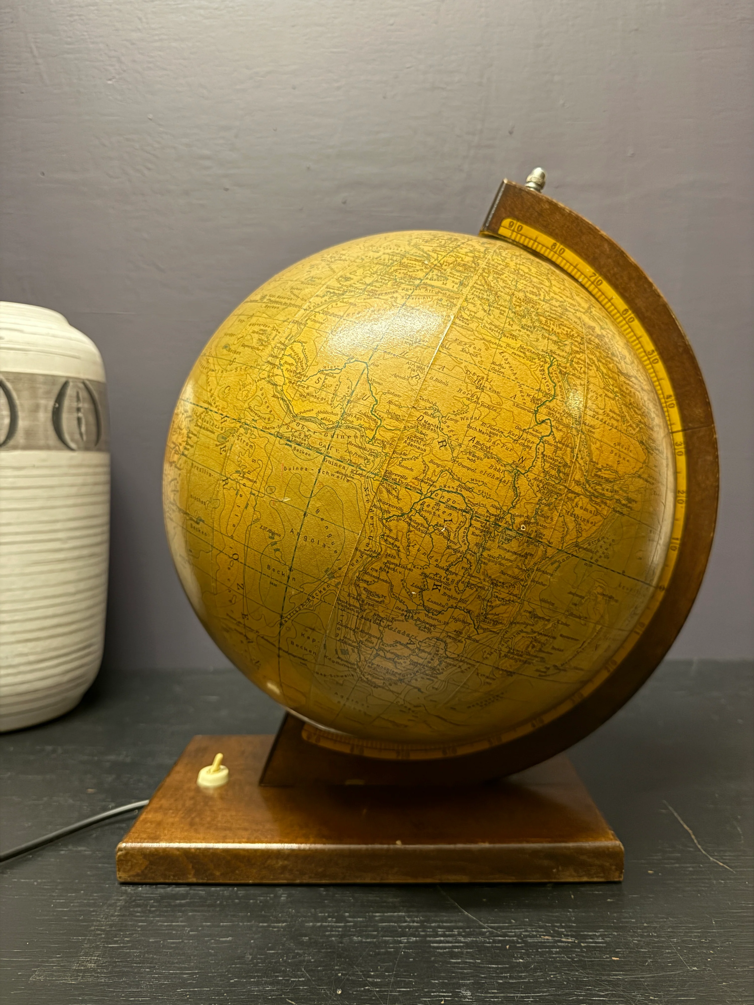 Vintage 1960s Glass Earth Globe Lamp By Rath Germany