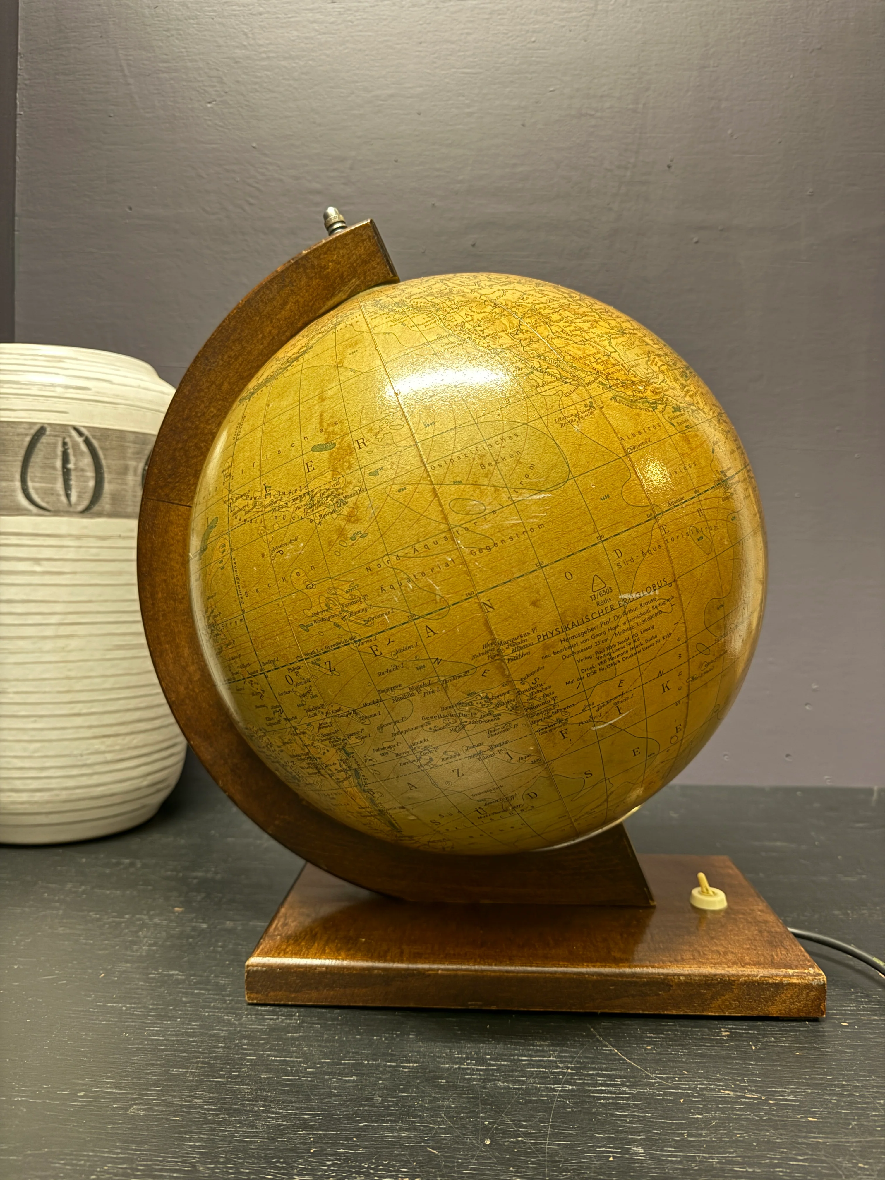 Vintage 1960s Glass Earth Globe Lamp By Rath Germany - Image 7