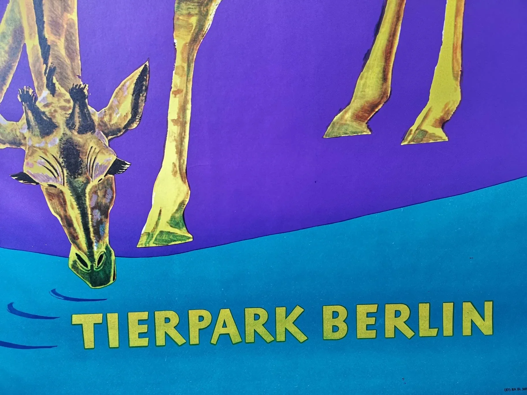 Vintage 1970s Tierpark Berlin Original Zoo Poster Advertising Of A Giraffe - Image 8