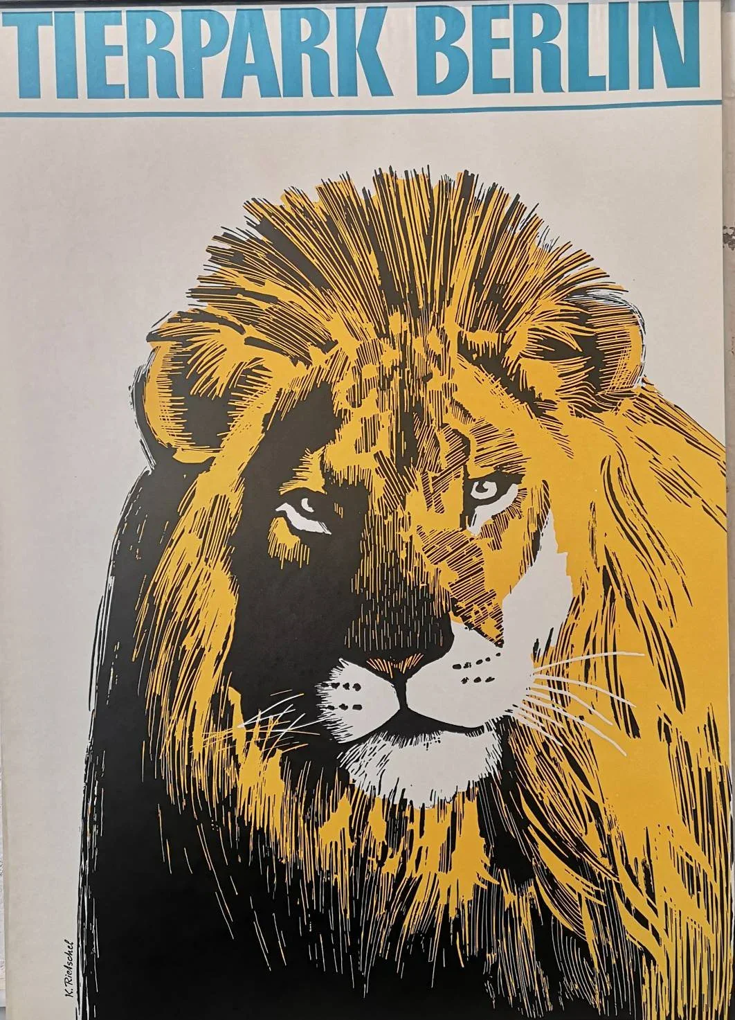 Vintage 1970s Tierpark Berlin Original Zoo Poster Advertising Of A Lion - Image 3