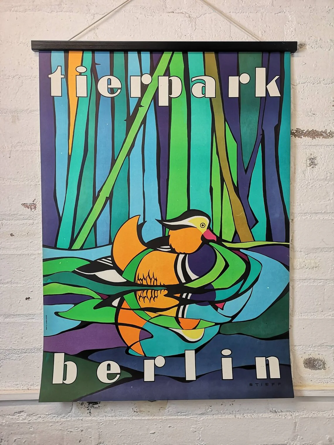Vintage 1970s Tierpark Berlin Original Zoo Poster Advertising Of A Mandarin Duck - Image 2