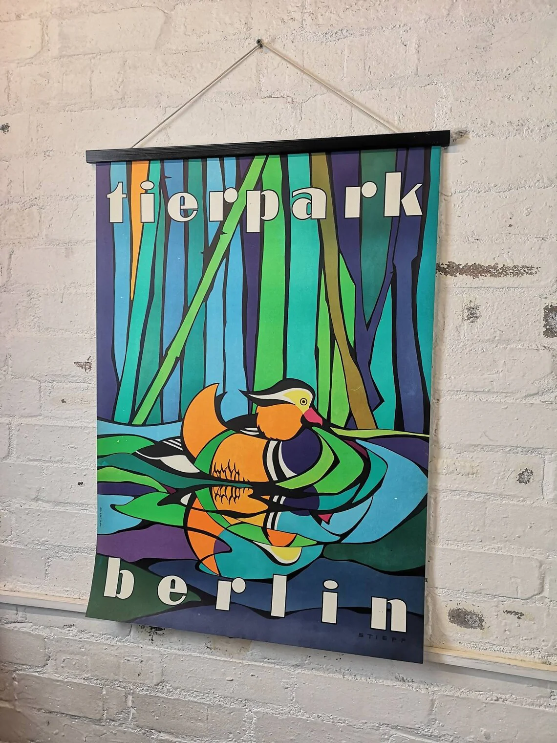 Vintage 1970s Tierpark Berlin Original Zoo Poster Advertising Of A Mandarin Duck - Image 4