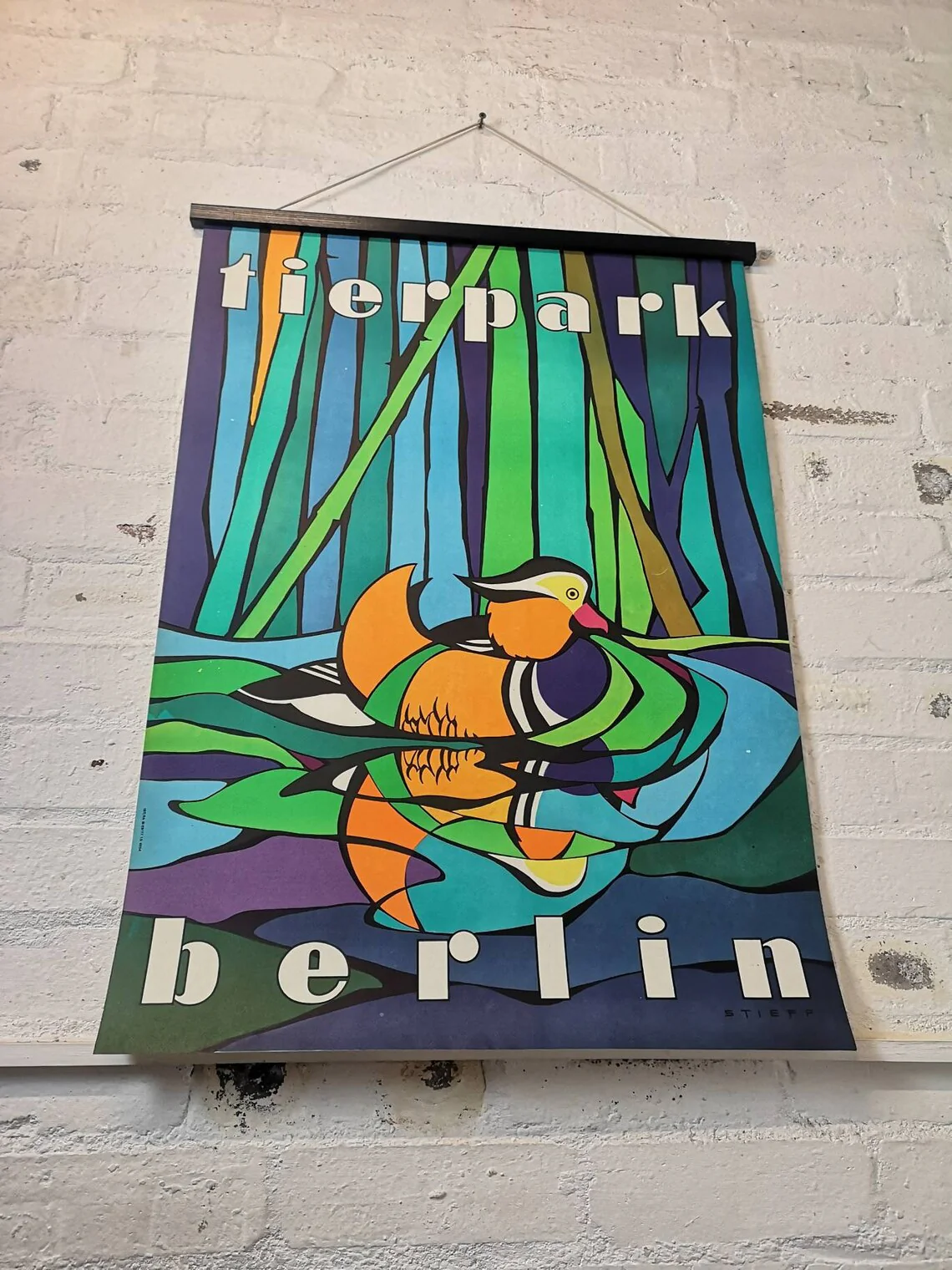 Vintage 1970s Tierpark Berlin Original Zoo Poster Advertising Of A Mandarin Duck - Image 5