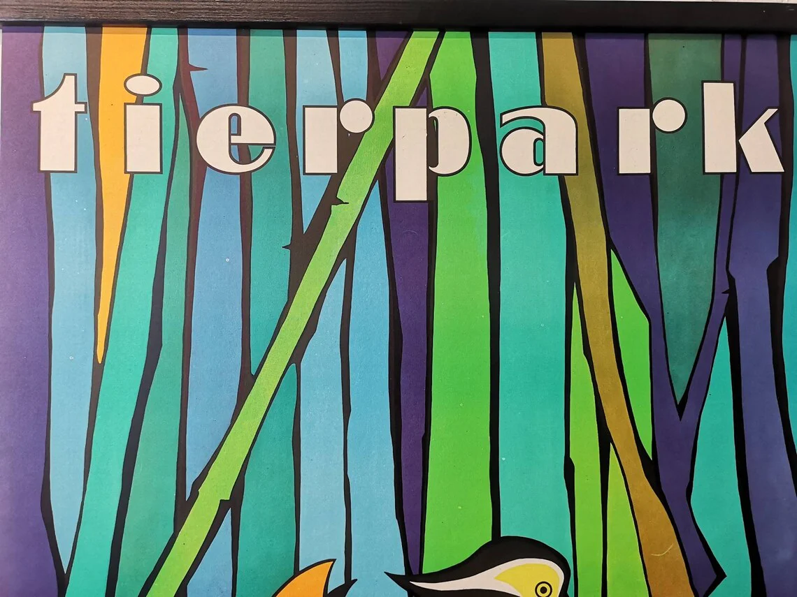 Vintage 1970s Tierpark Berlin Original Zoo Poster Advertising Of A Mandarin Duck - Image 7