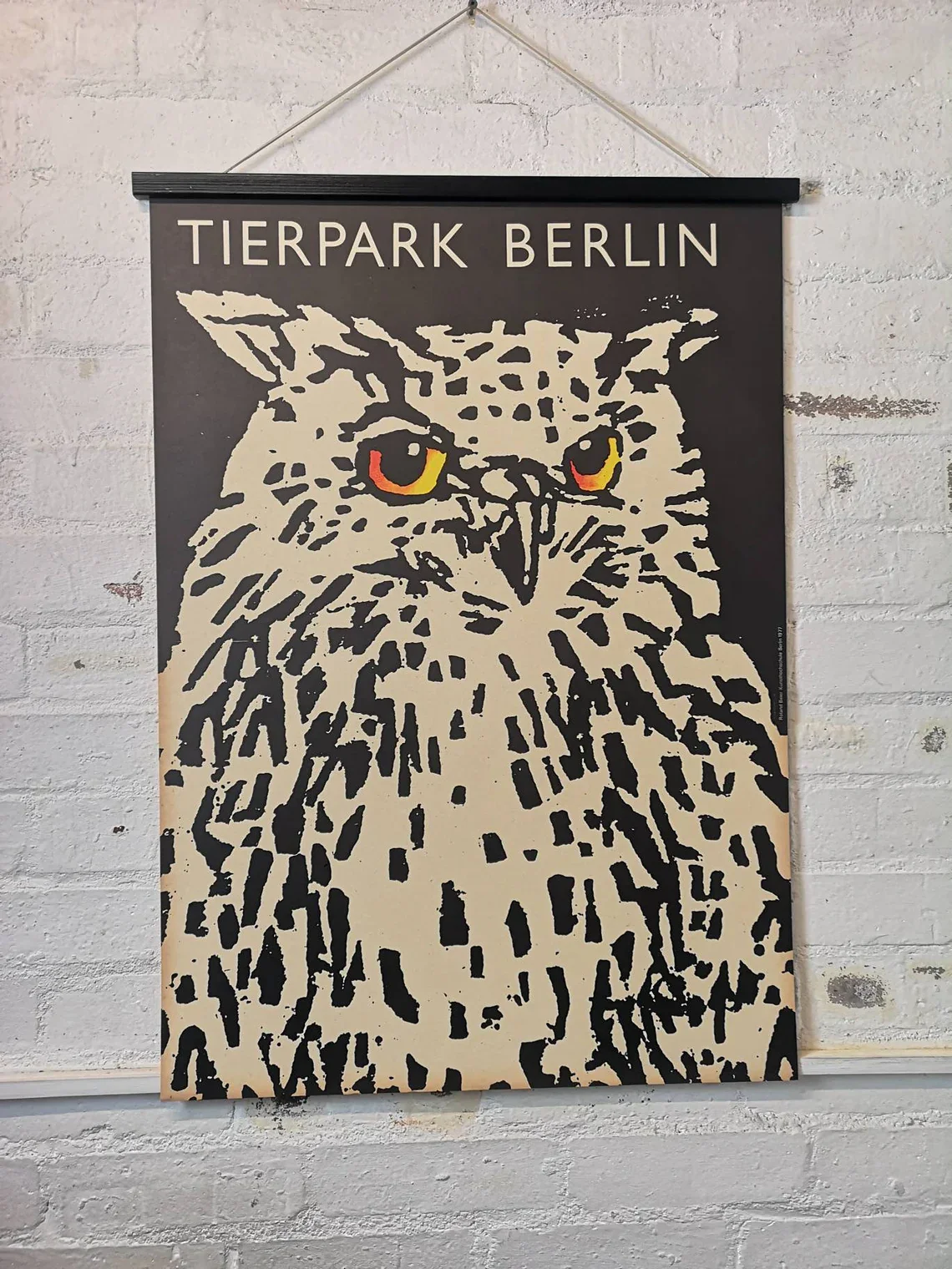 Vintage 1970s Tierpark Berlin Original Zoo Poster Advertising Of An Owl
