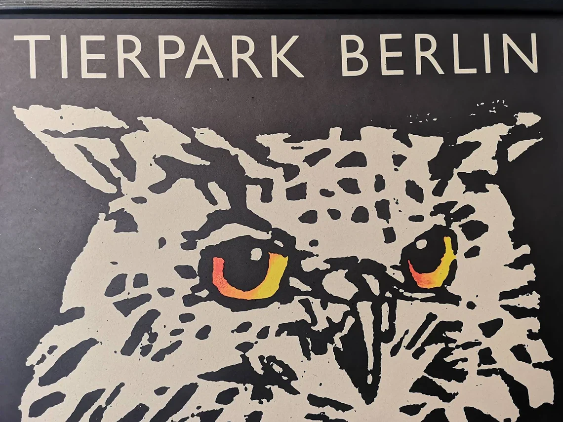 Vintage 1970s Tierpark Berlin Original Zoo Poster Advertising Of An Owl - Image 7