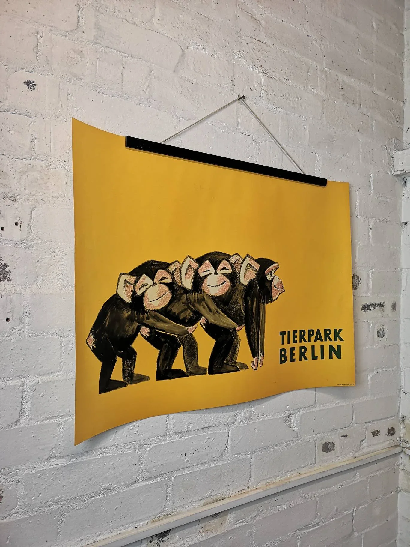 Vintage 1970s Tierpark Berlin Original Zoo Poster Advertising Of Baby Chimpanzees - Image 4