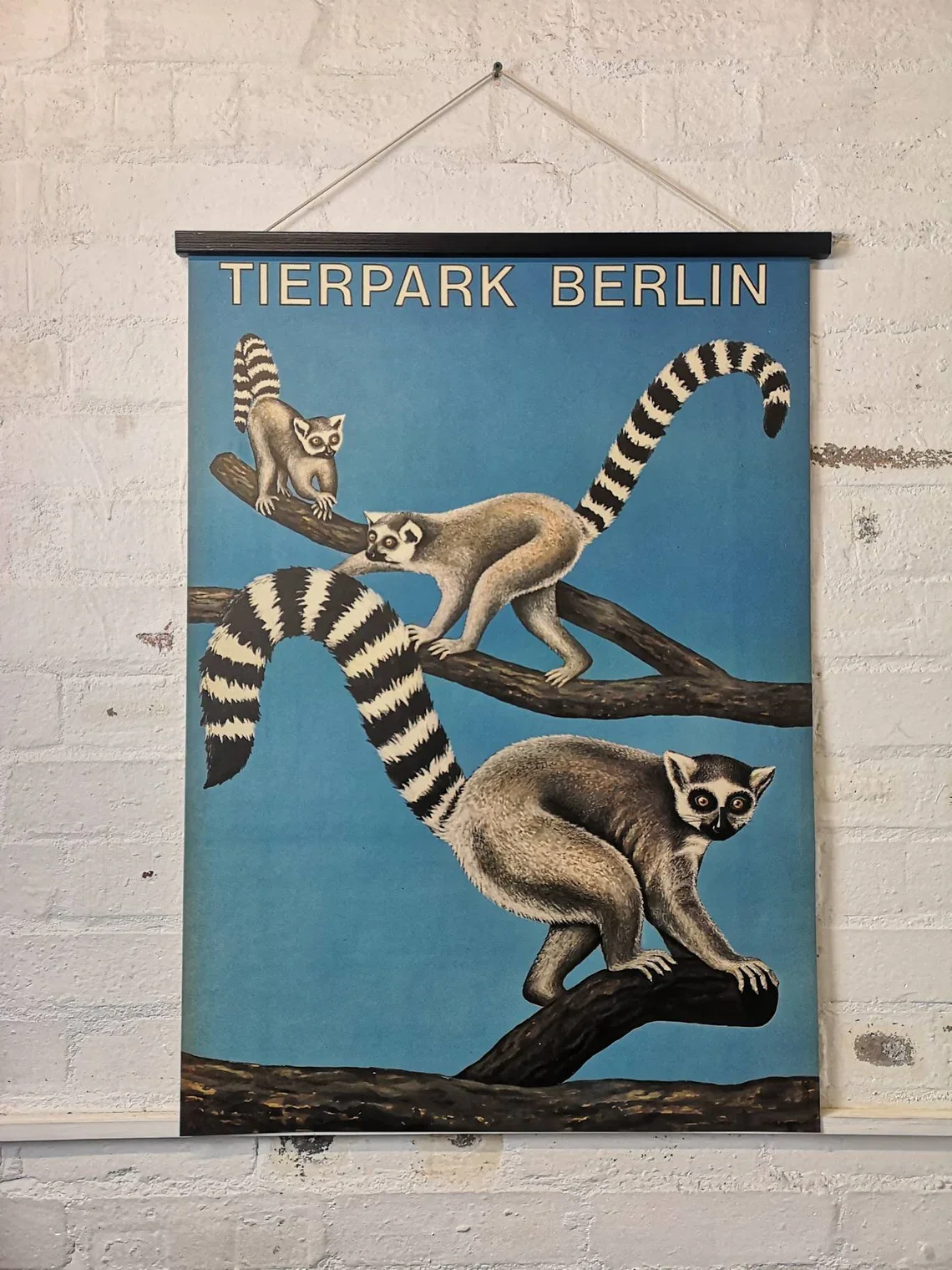 Vintage 1970s Tierpark Berlin Original Zoo Poster Advertising Of Lemars