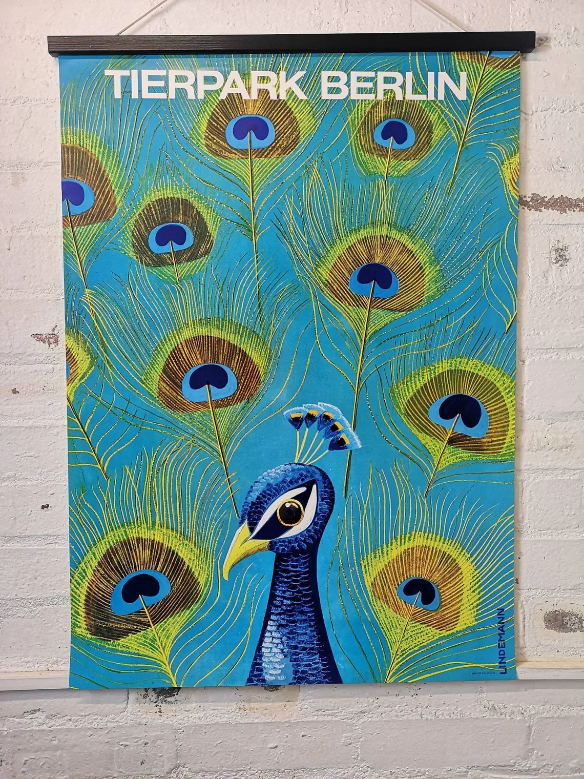 Vintage 1980s Tierpark Berlin Original Zoo Poster Advertising Of A Peacock - Image 2