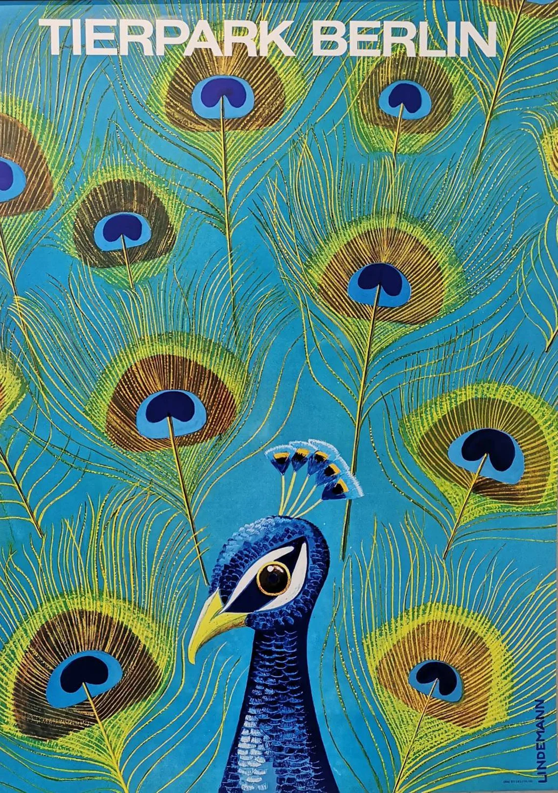 Vintage 1980s Tierpark Berlin Original Zoo Poster Advertising Of A Peacock - Image 3