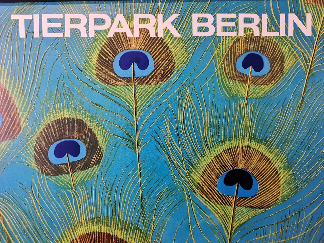 Vintage 1980s Tierpark Berlin Original Zoo Poster Advertising Of A Peacock - Image 7