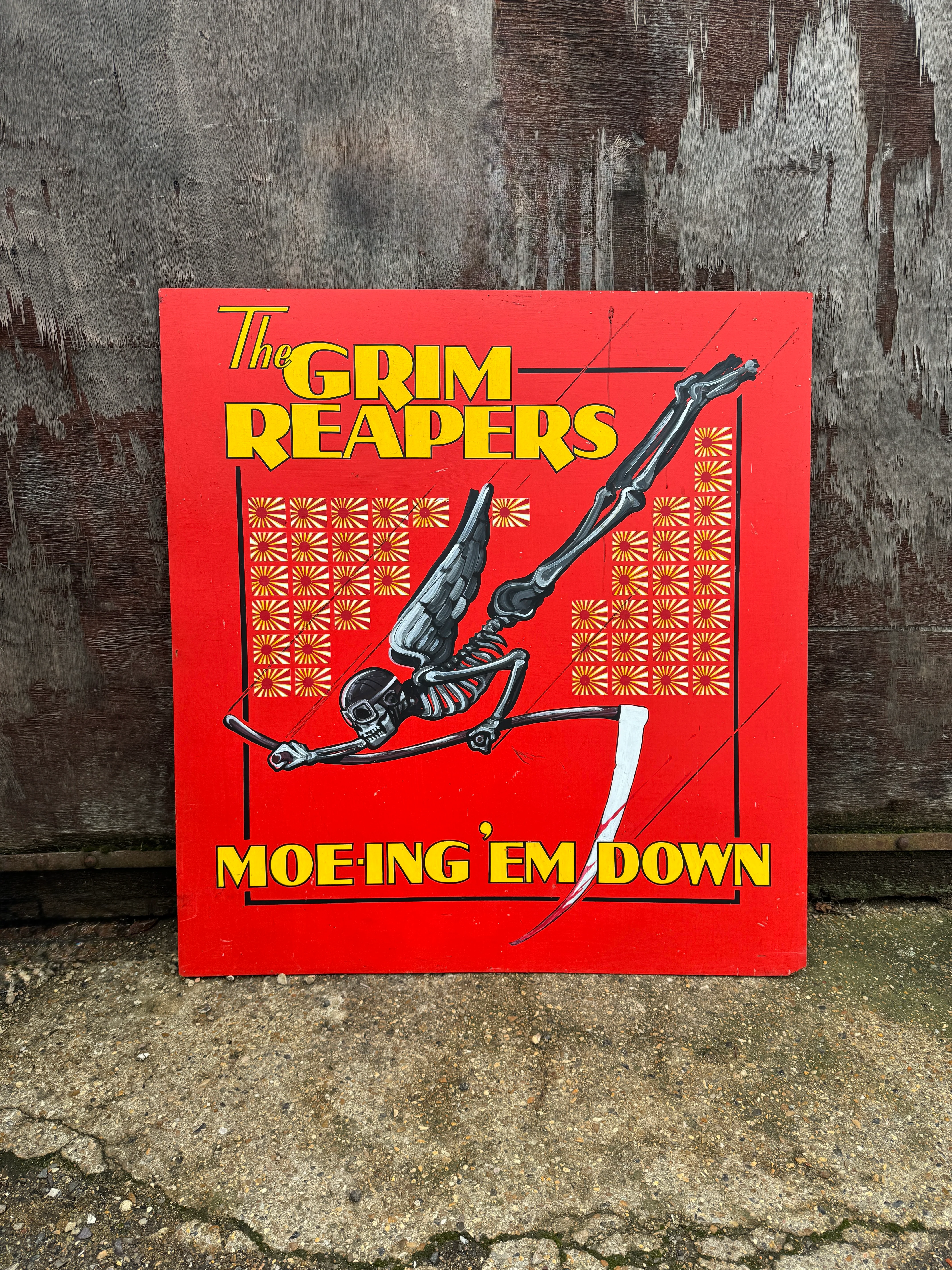WW2 American Air Force Grim Reapers Nose Art Hand Painted On Board