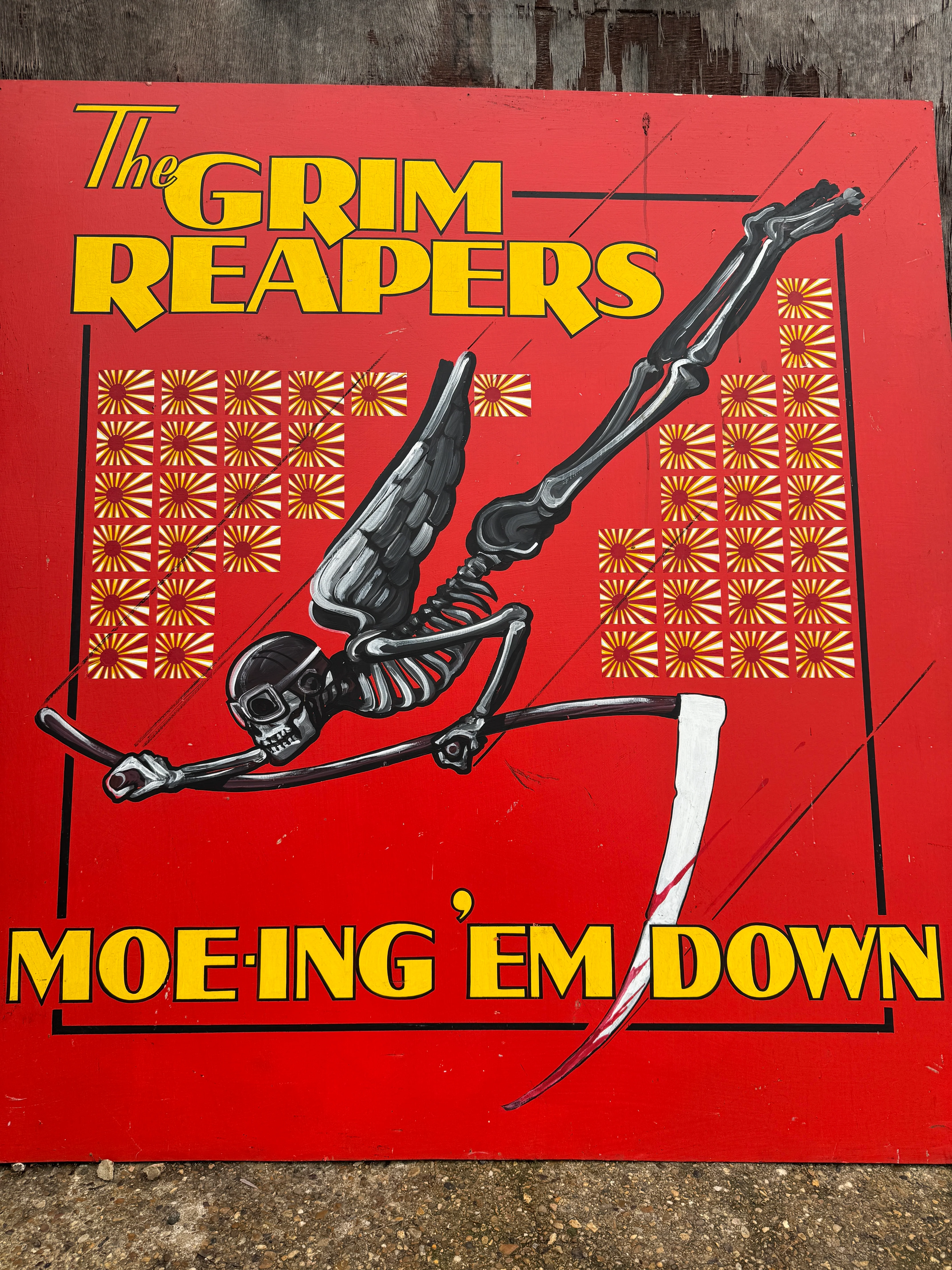 WW2 American Air Force Grim Reapers Nose Art Hand Painted On Board - Image 2
