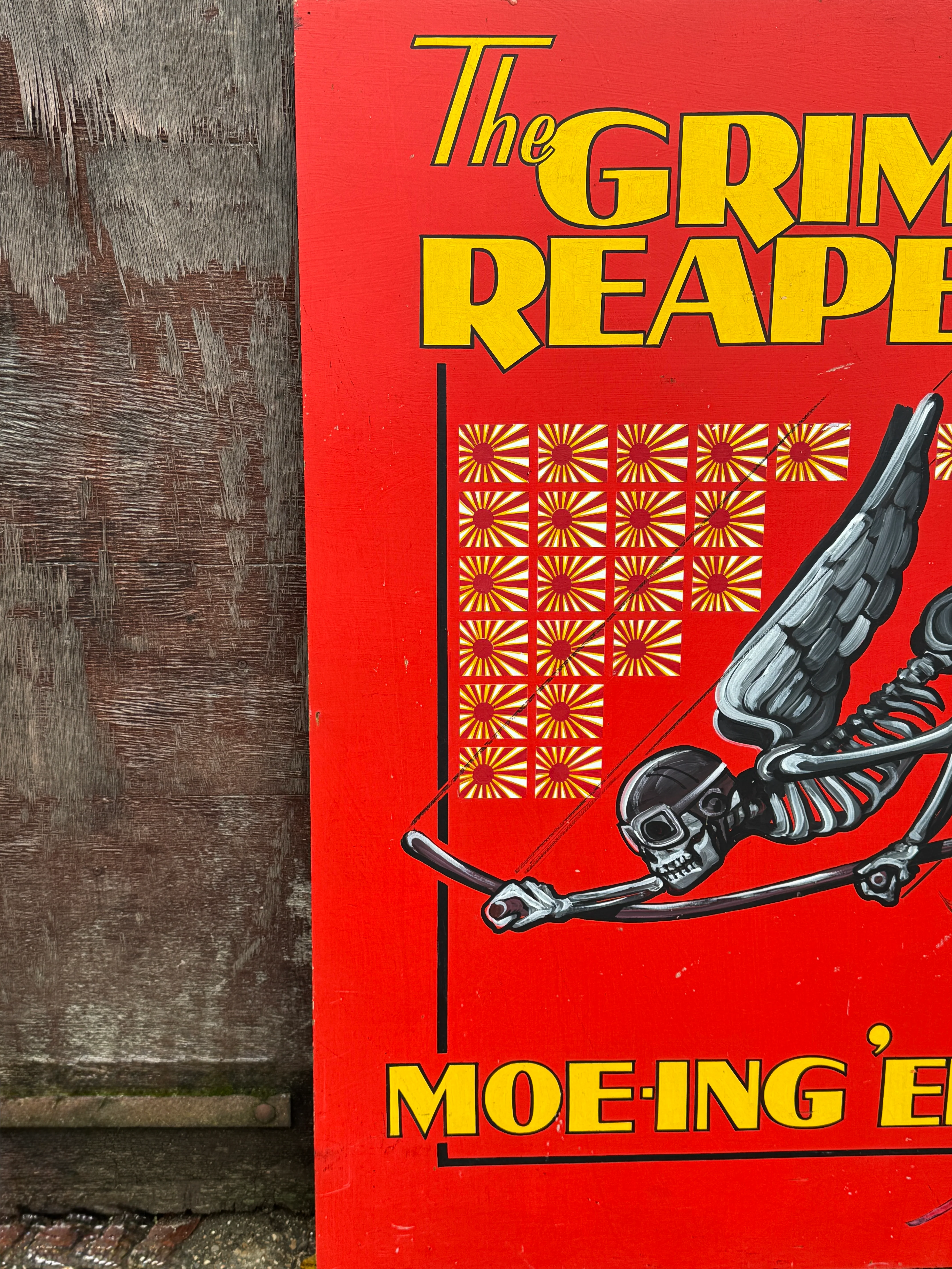 WW2 American Air Force Grim Reapers Nose Art Hand Painted On Board - Image 3